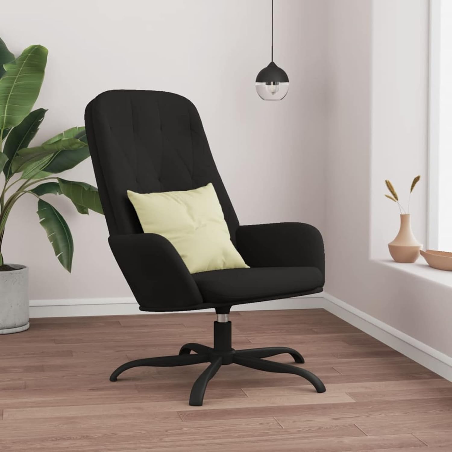 Festnight Butaca de Salón de Terciopelo Sillón Relax Reclinable Silla de Escritorio con Estructura Metálica Sillón de Relax Butacas para Salón, Comedor o Dormitorio Negro Type 2