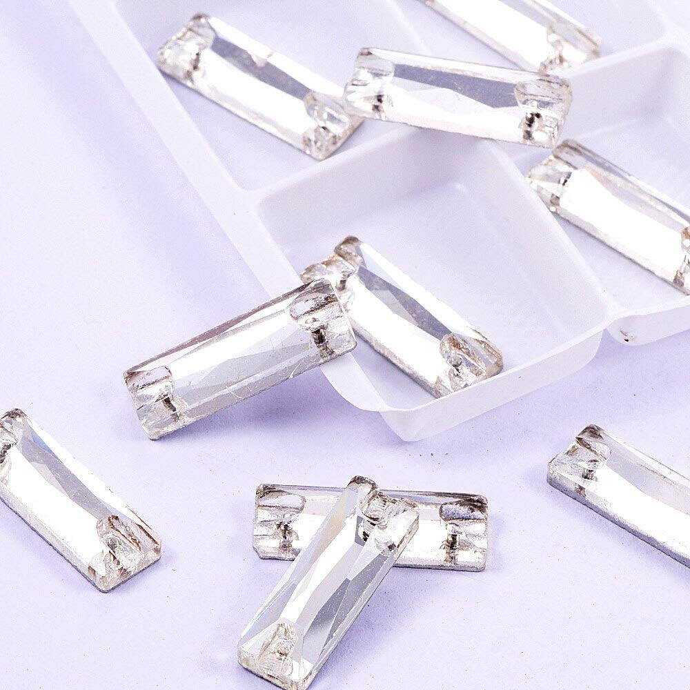 ITS ABOUT ME 5x15mm sew on Rhinestone Rectangle Flatback sew on Stone Rhinestone Embroidery kit 30 Pieces