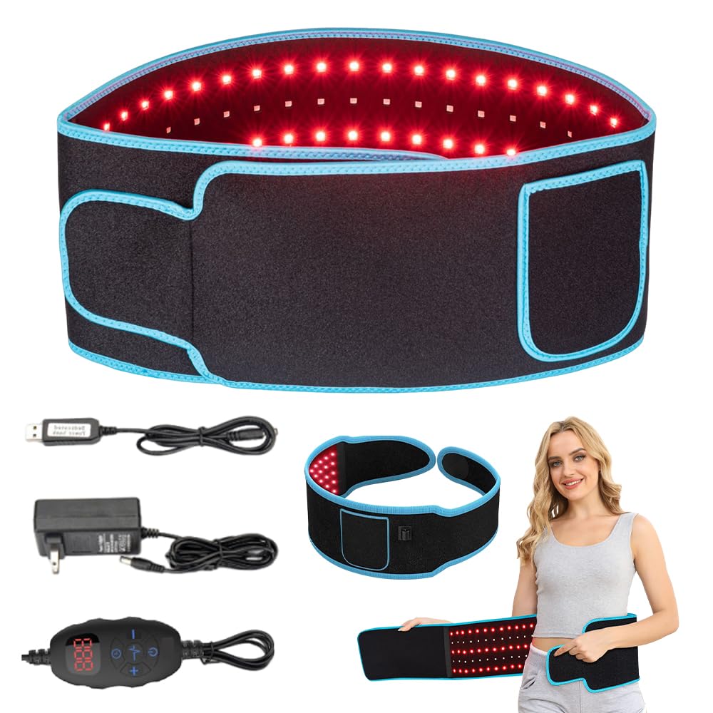 Ceinture amincissante professionnelle avec adaptateur, ceinture de thérapie par la lumière rouge pour perte de poids, lumière rouge 660 nm et 850 nm lumière proche infrarouge ceinture enveloppante
