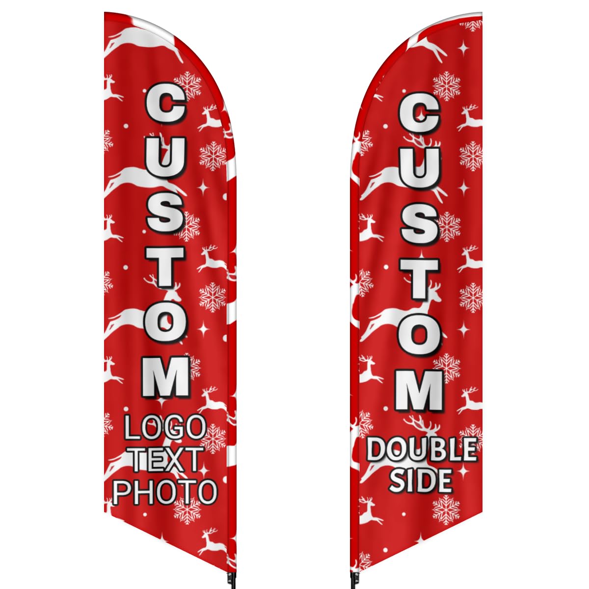 Generic Custom Feather Flags for Business, Personalized Advertising, Custom Logo, Customized Business Flags for Outside, 1.6x6.6Ft, Red