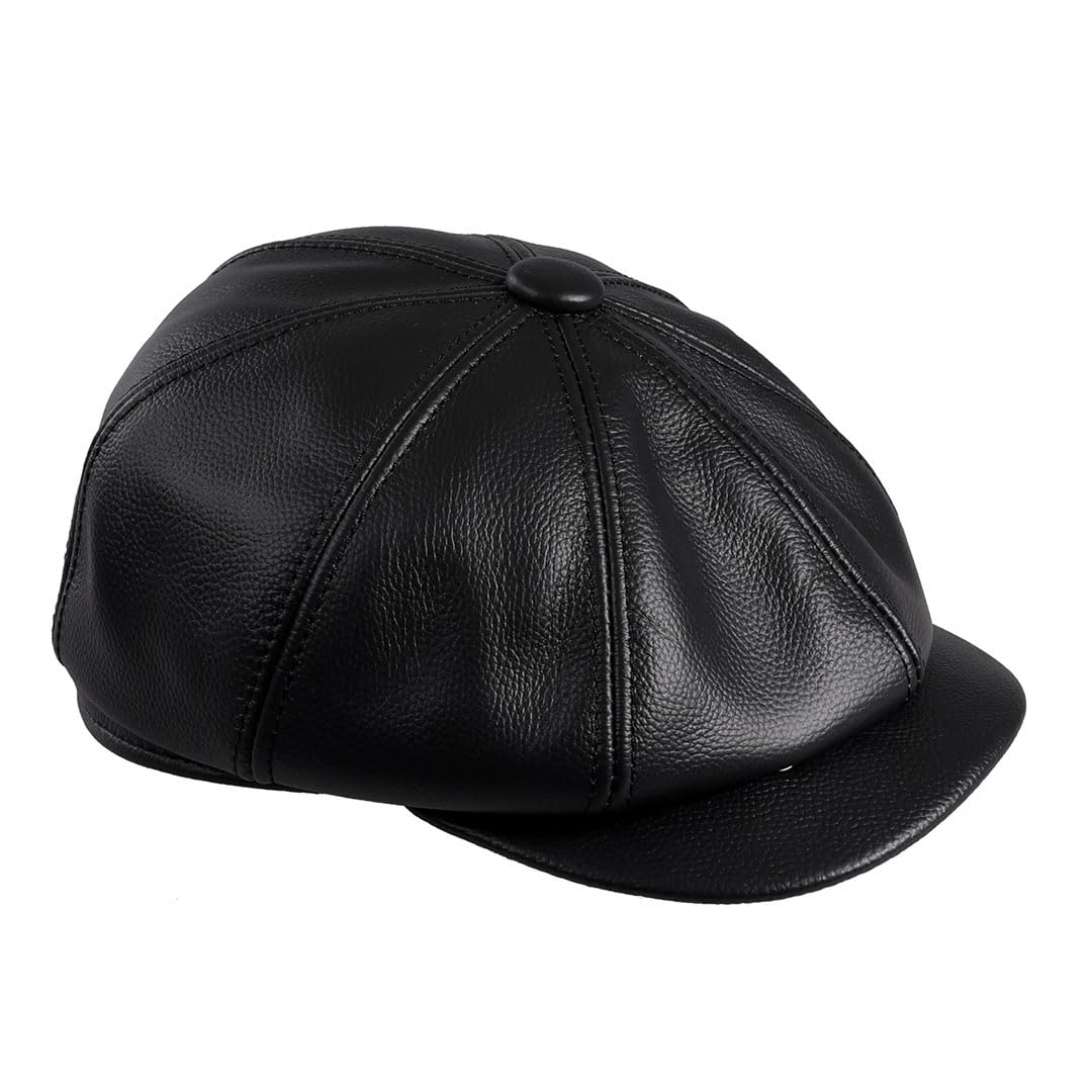 Newsboy - Gorra plana para hombre, 100% piel de vacuno auténtica de primera calidad, gorra de golf