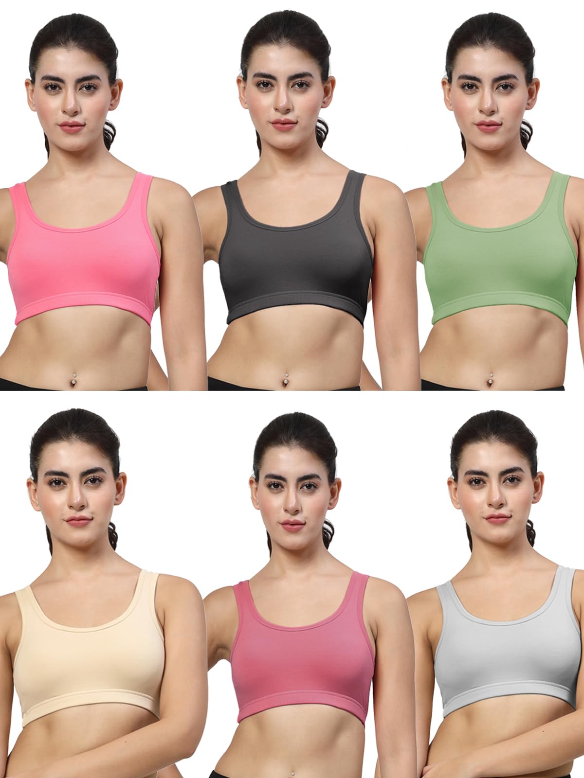 Multicolor Seamless Non Padded Double Layered Sports Bra-image-15
