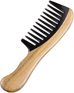 QXSJEDYCH Sándalo Verde Natural con Cuernos, Dientes Gruesos y Grandes, Peine de Masaje for Cabello Rizado, Peine Especial for Permanente de Cabello Largo, 1 Uds.