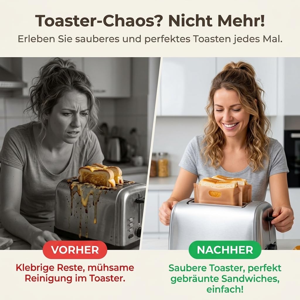 Sunmondo 6 x tostbag – torba na papier do pieczenia na toster – nadaje się do mycia w zmywarce, do 50 x
