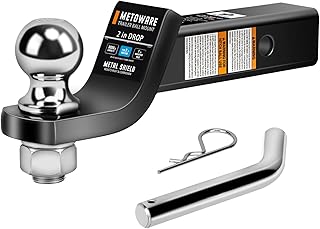 METOWARE Trailer Hitch Ball Mount with 2 in Ball & Hitch Pin, Solid Steel Trailer Hitch Ball Fits 2 Inch Receiver, 6000lbs Capacity Ball Hitch, 2-Inch Drop, Black