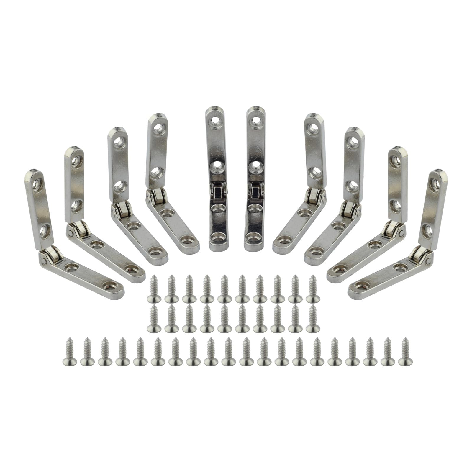 HKVTVCYPYA 10Pcs Small Hinges Jewelry Wooden Box Chest Case 90 Degree Folding Hinge Accessories Zinc Alloy with Screws(Silver)