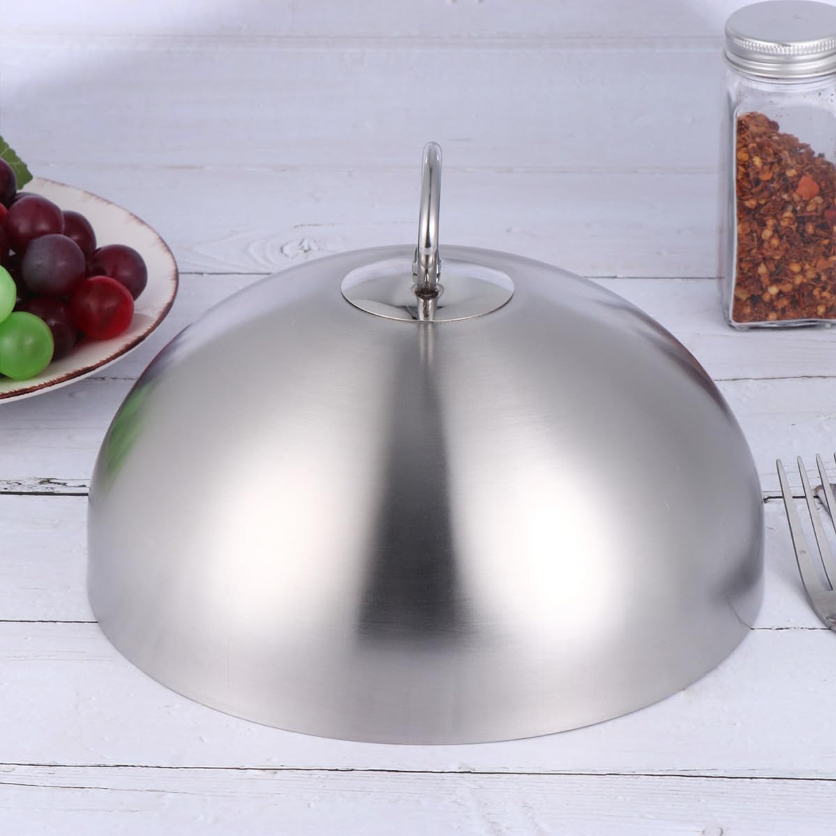 Coperchio per Cottura in Acciaio Inox, Cupola Tonda Argento