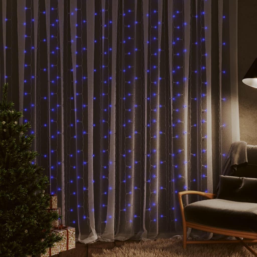 Furniture Item Home - Cortina de luces LED de 3 x 3 m, 300 LED, color azul, 8 funciones