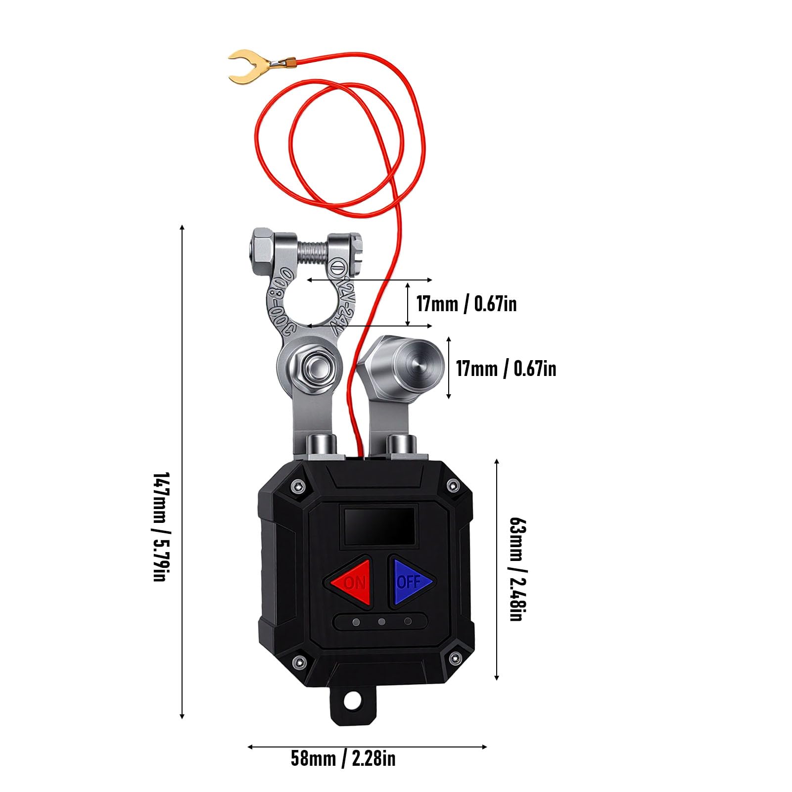 KIMISS Desconexión Remota de la Batería, Interruptor de Apagado, Pantalla LED de Voltaje para Coche