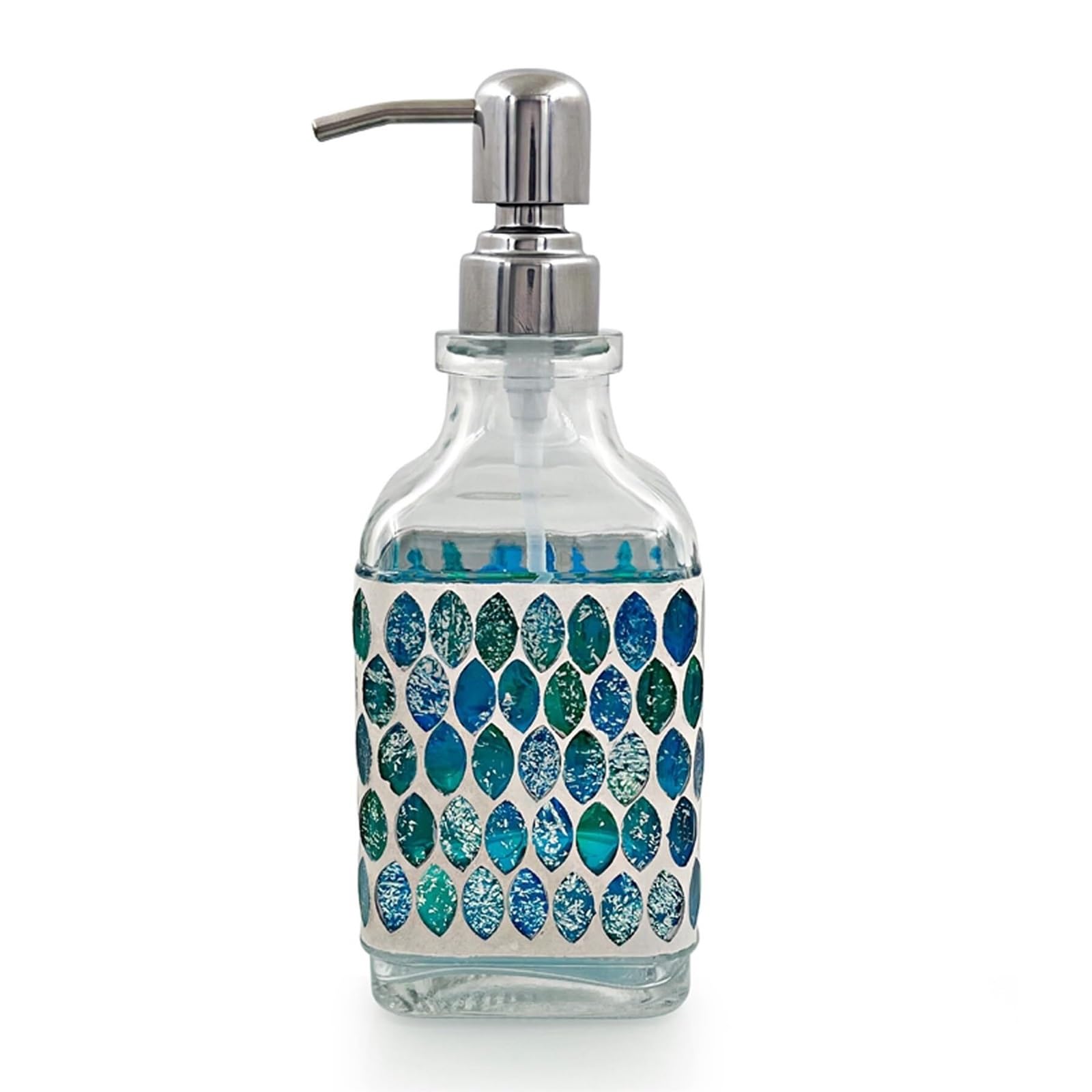 Empty Barthroom and Dish Glass Lotion Dispenser For Bathroom & Kitchen Decor for Counter(A)
