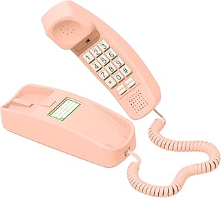 iSoHo Landline Phone – Retro Trimline Corded Phone Big Buttons & Backlit Keypad, Redial/Mute, Wall‑Mount or Desk Push‑Button Tone Dialing - The Color That Welcomes Classic Ladies Pink.