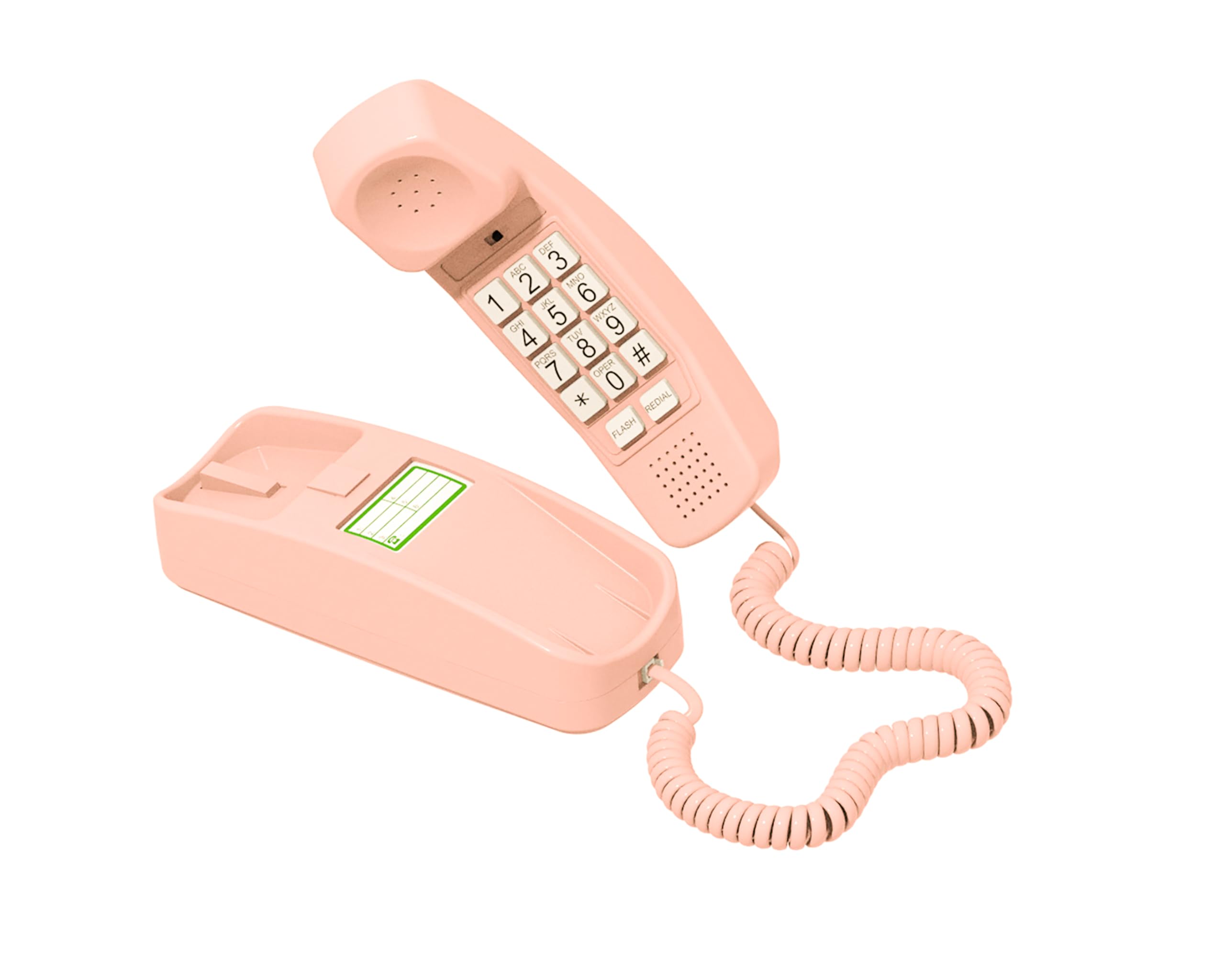 iSoHo Landline Phone – Retro Trimline Corded Phone Big Buttons & Backlit Keypad, Redial/Mute, Wall‑Mount or Desk Push‑Button Tone Dialing - The Color That Welcomes Classic Ladies Pink.