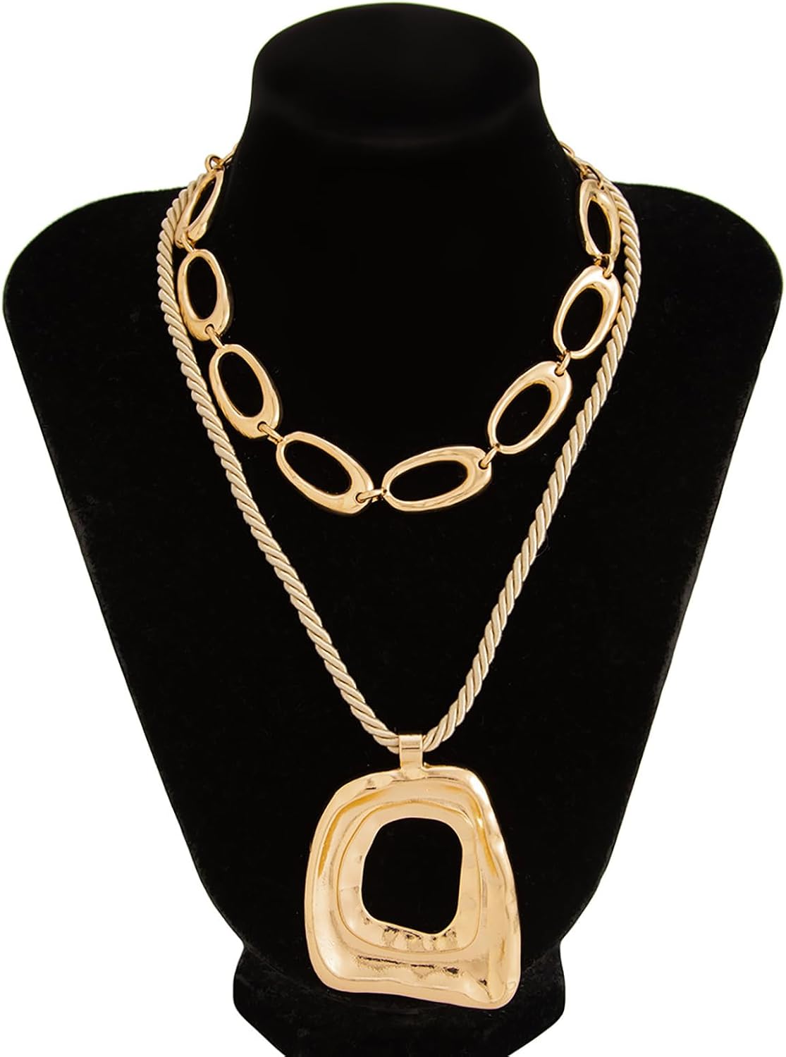 MIFYNN Chunky Gold Cross Necklace for Women Hollow Square Statement Necklace Layered Geometric Square Pendant Necklace Punk Hip Hop Jewelry Gifts - Image 7