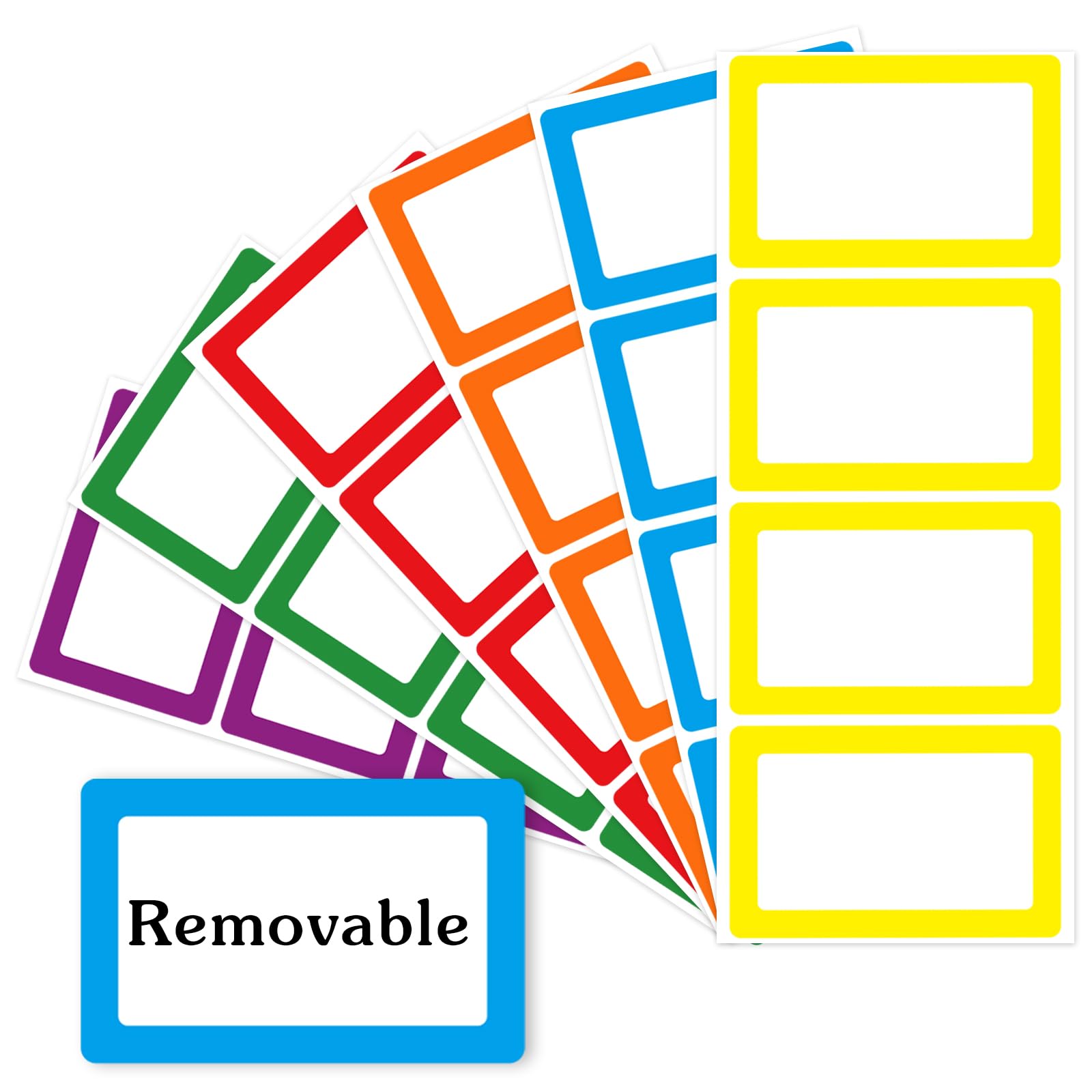 Yeachlaing Removable Name Tags, 3 1/2" x 2 1/4", 6 Colors 120 Waterproof Name Badges for Office,School,Classroom and Home