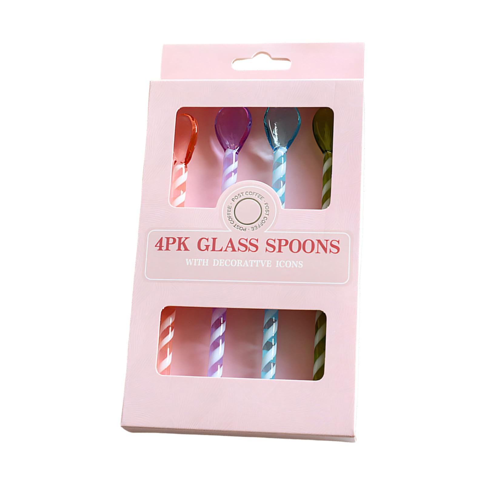 Hredyqw Pack Of 4 Colorful Glass Stirring Spoons Long Handle Round Scoops Dessert Serving Spoon For Coffee Tea And Hot