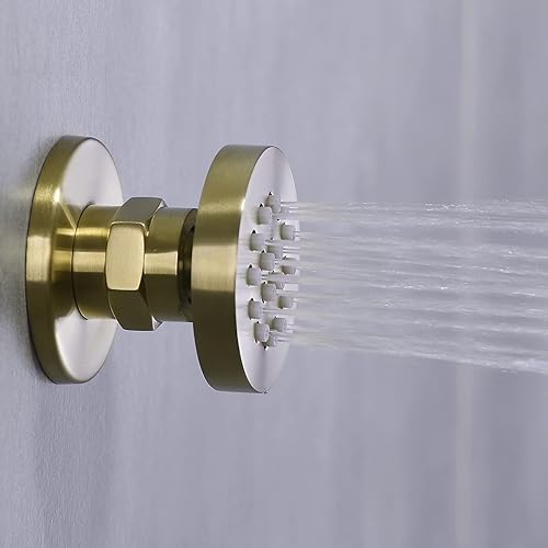 Miniatura 4 de Chorro de ducha de latón macizo, rociador lateral de masaje redondo, sistema de spa, juego de ducha ajustable montado en la pared, acabado de latón