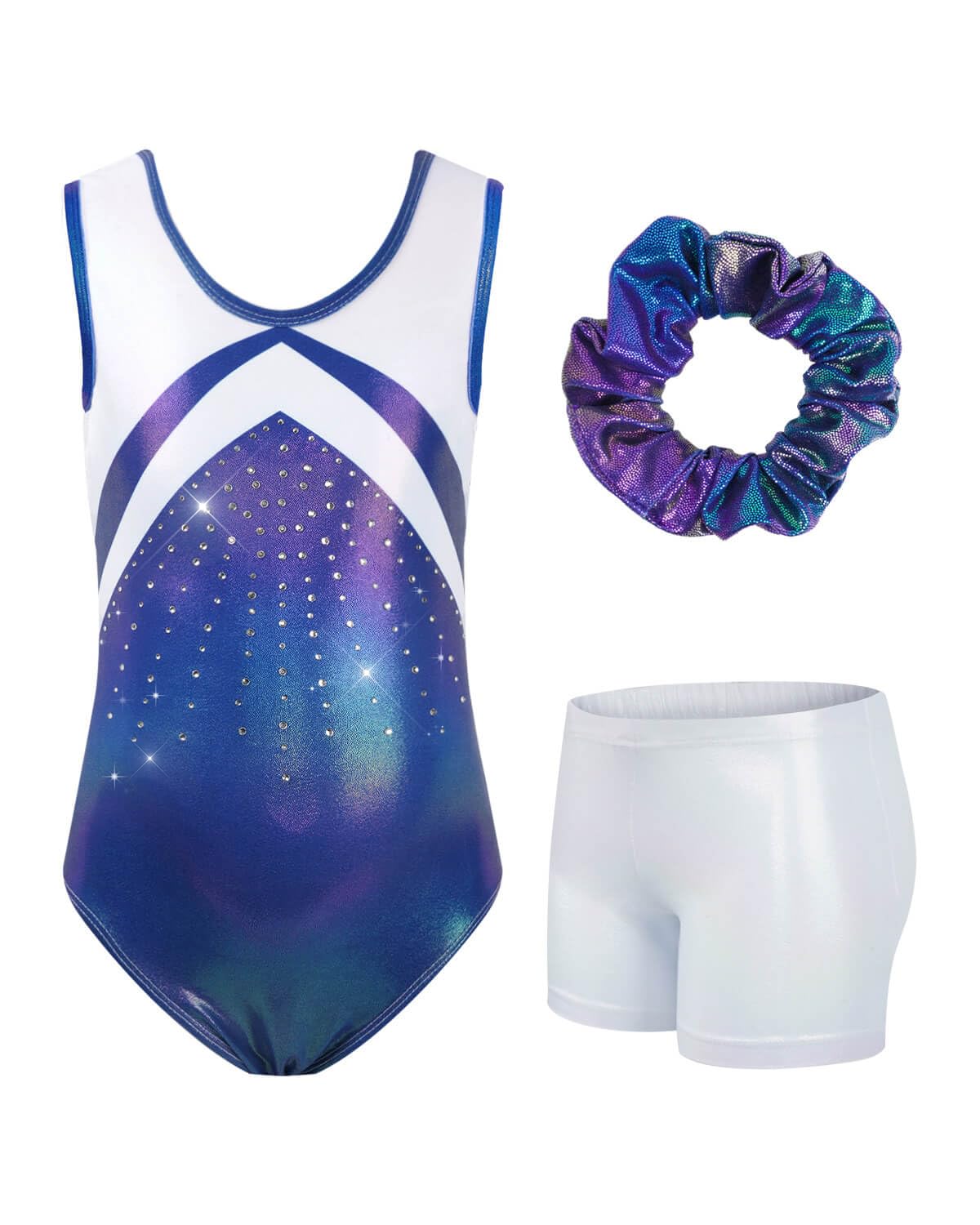 JiAmy Gymnastics Leotards for Girls with Shorts Sparkly Ballet Dance Outfit Activewear for Girls 5-10 Years