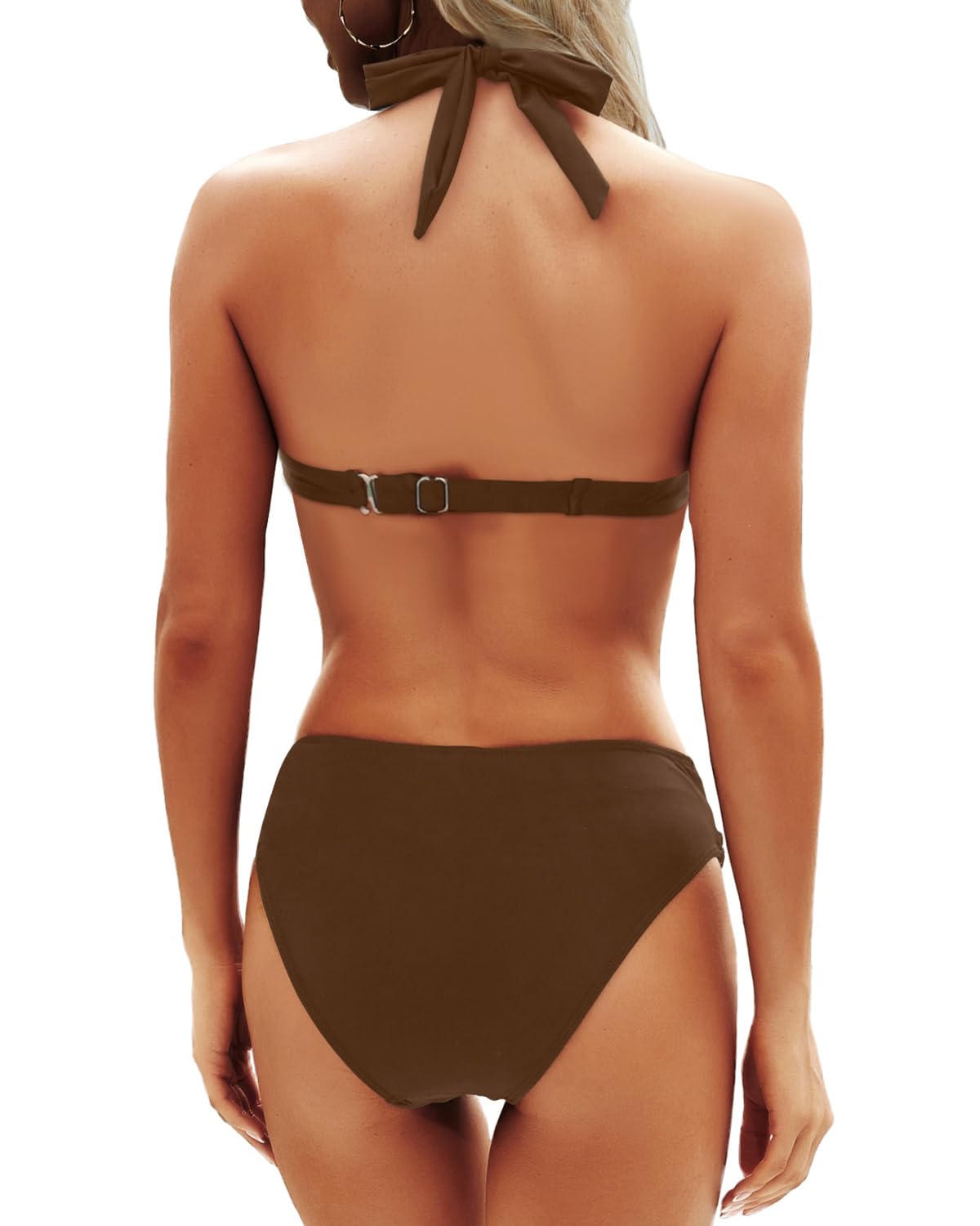 Yonique Costumi da bagno da donna in due pezzi, reggiseno push up, costume da bagno vintage
