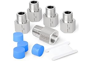 TAISHER 304 Stainless Steel 1/4" Male Pipe x 3/8" Female Pipe Oxygen Sensor Spacer Adapter