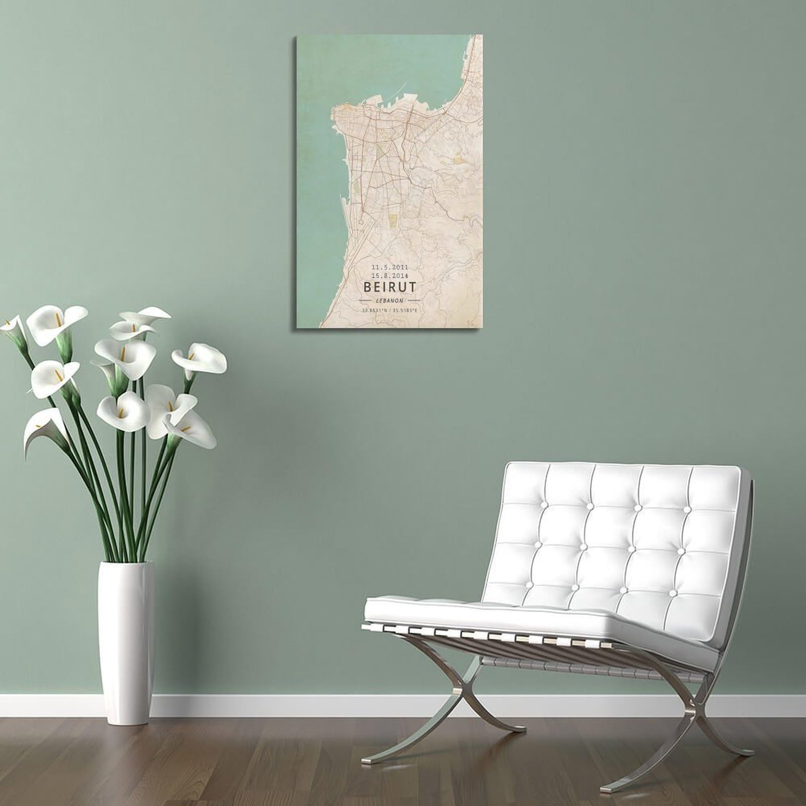 Stadtkarten-Poster für Beirut, Libanon-Poster, dekorative Malerei, Leinwand, Wandposter und Kunstdruck, moderne Familienschlafzimmer-Dekoration, Poster, 40 x 60 cm