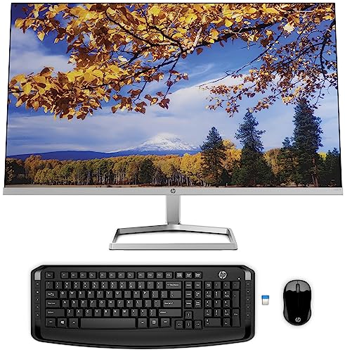 Image of HP M27f 27-inches 68.6cm 1920 x 1080 Pixels Eye-Safe Certified Full HD IPS 3-Sided Micro-Edge Monitor & 3ML04AA Wireless USB Keyboard and Mouse Set with 2.4GHz Wireless Connection