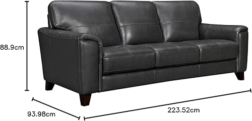 Miniatura 9 de Armen Living Bergen - Sofá de cuero con brazo cuadrado de 839in peltre