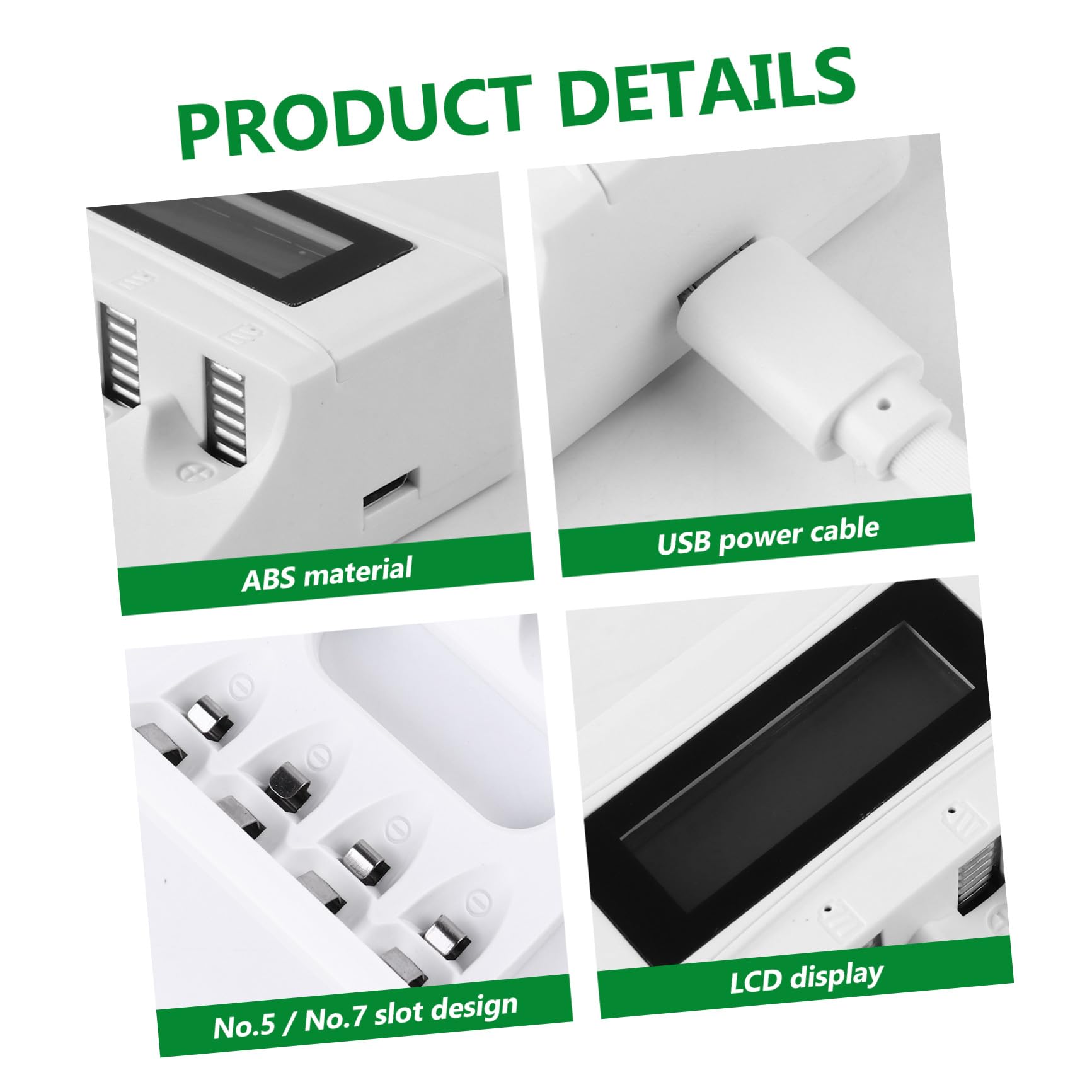 TEHAUX 2pezzi Caricatore Usb Lcd Slot Per Batterie Ricaricabili Con Protezione Da Sovraccarico e Display Integrato Compatibile Con Pile Stilo e Altre Batterie Ricaricabili