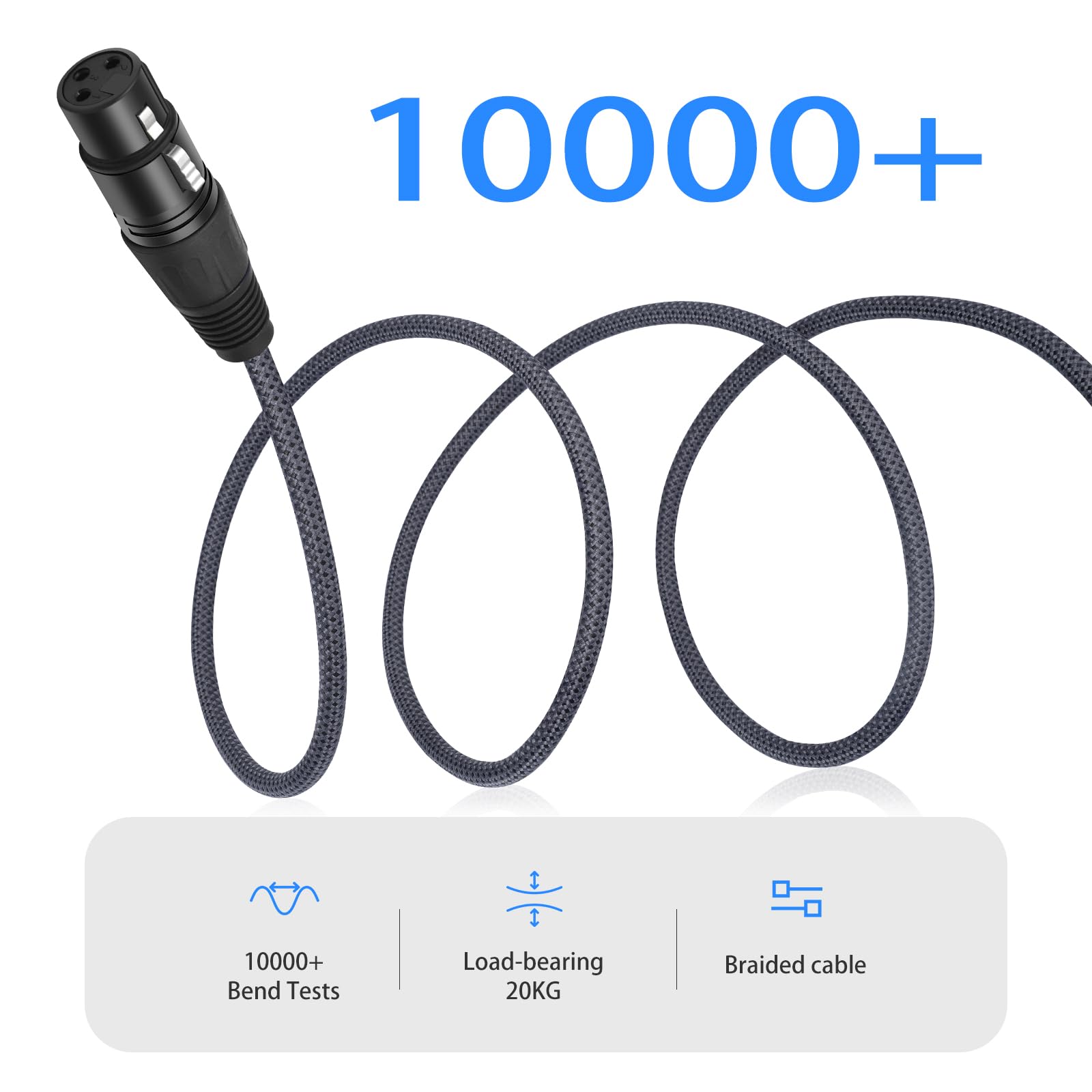 Paquete de 2 cables de micrófono TRS macho de 1/4 a XLR hembra de 3 pines, cable equilibrado trenzado de 6,35 mm TRS a XLR hembra de 10 pies para micrófono mezclador, altavoces activos