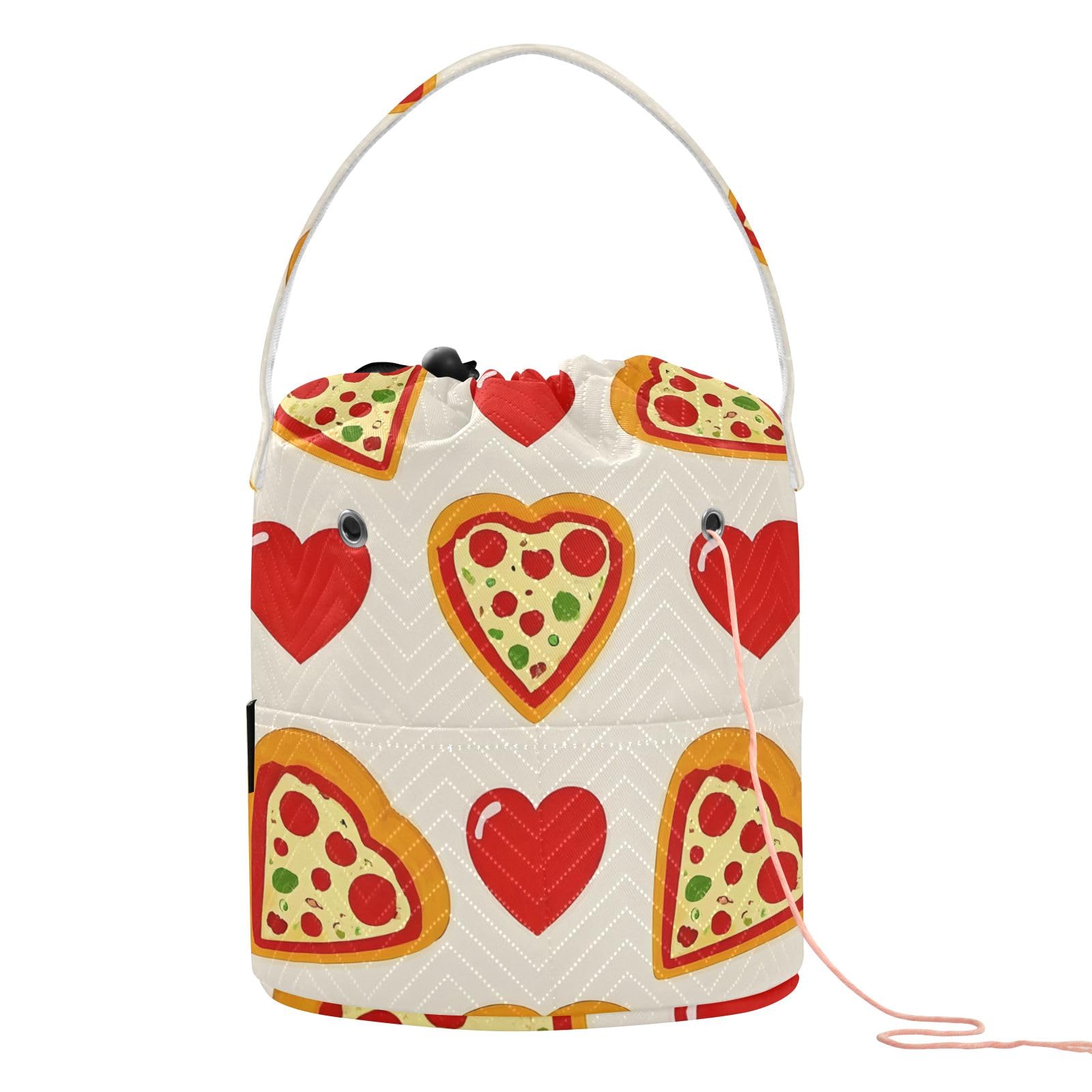 Yarn Storage Bag Small Crochet Bag Knitting Bag Organizer Heart Pizza Yarn Bags for Crocheting Basket