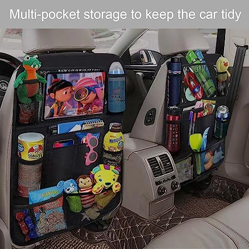 Nutabevr Autositz Organizer, Auto Rückenlehnenschutz Pflegeleicht Oxford Tuch,10 Taschen Organisator für Kinderspielzeug-Aufbewahrung Organizer, Autositz Rücksitz Schutz Kick Matten,Wasserdicht