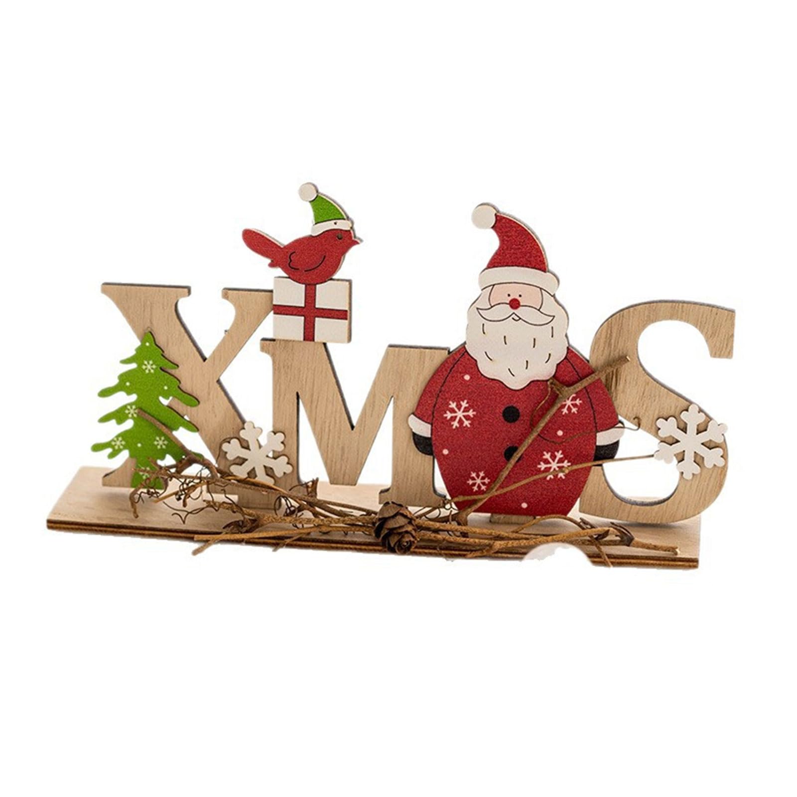 Kalttoy Holiday Themed Wood Snowman Tabletop Ornament with Alphabets Letters for Indoor Festival Table Display Decoration Wood Snowman Sign