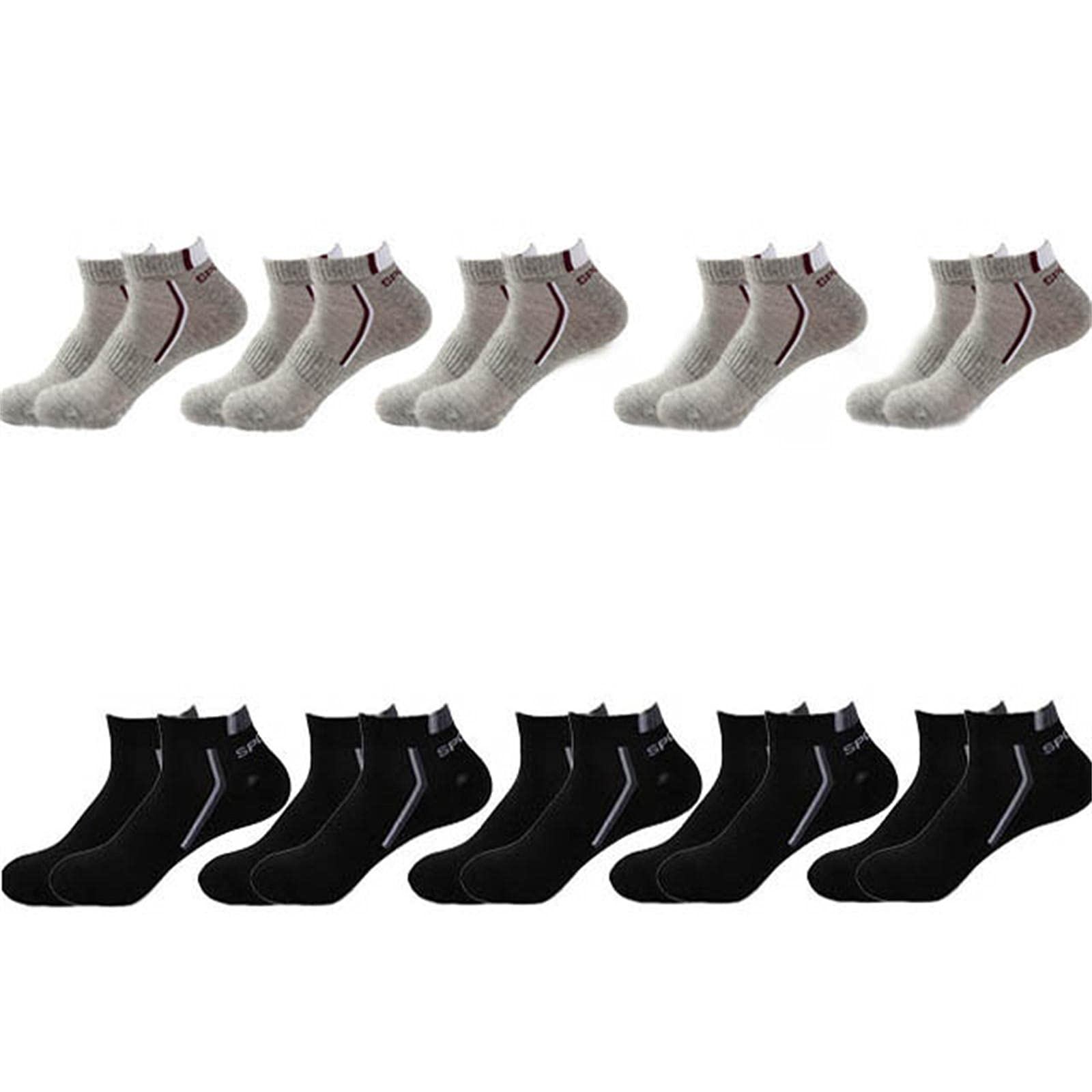 UKKO Calcetines de Hombre 10 Parines Hombres Calcetines De Los Hombres Calcetines De Algodón Transpirables Verano Corte Delgado Tamaño Corto 38-48-5 Gray 5 Black,Plus Szie43-48