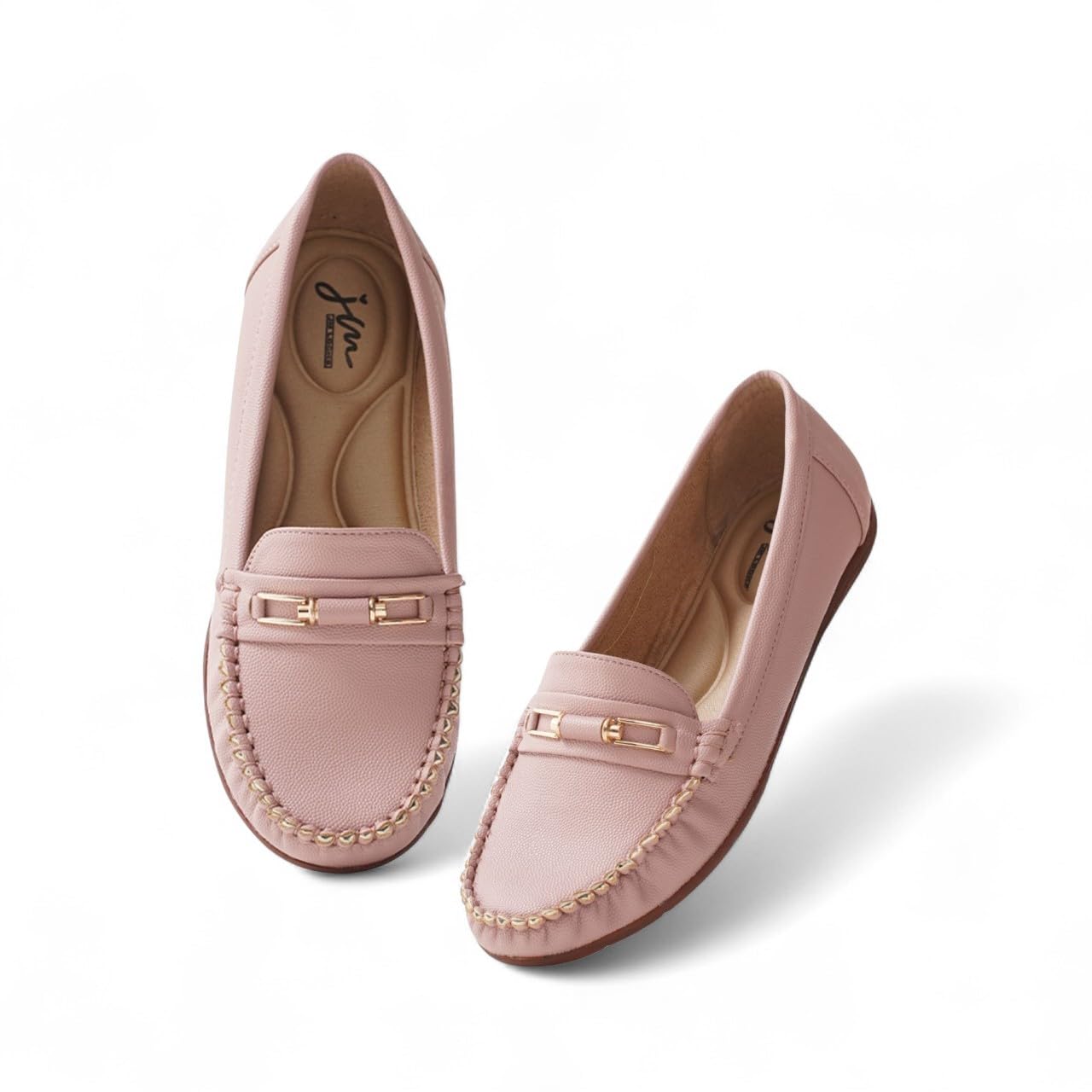 jm looks Women's Loafers with Gold Chain Detail Comfortable & Stylish Slip-On-picture-27