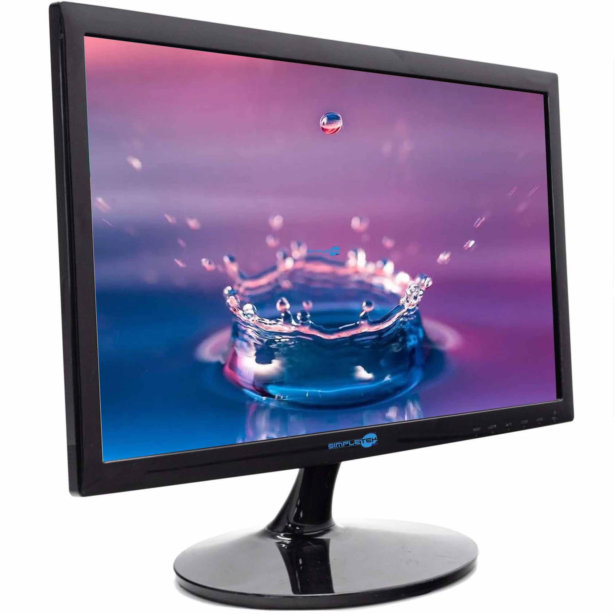 SIMPLETEK - Monitor Nero LCD 19" HD 16:9 - Widescreen - VGA | Perfetto per applicazioni domestiche e d’ufficio | Base inclusa (Ricondizionato)