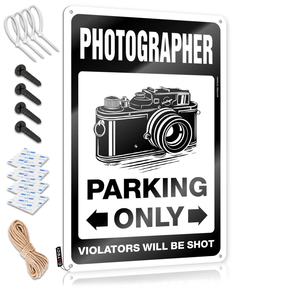 Krazmurongd One Color Metal Signs For Garage Man Cave Photographer Parking Only Tin Sign Bar Man Cave Decor Tin Metal Bar Signs
