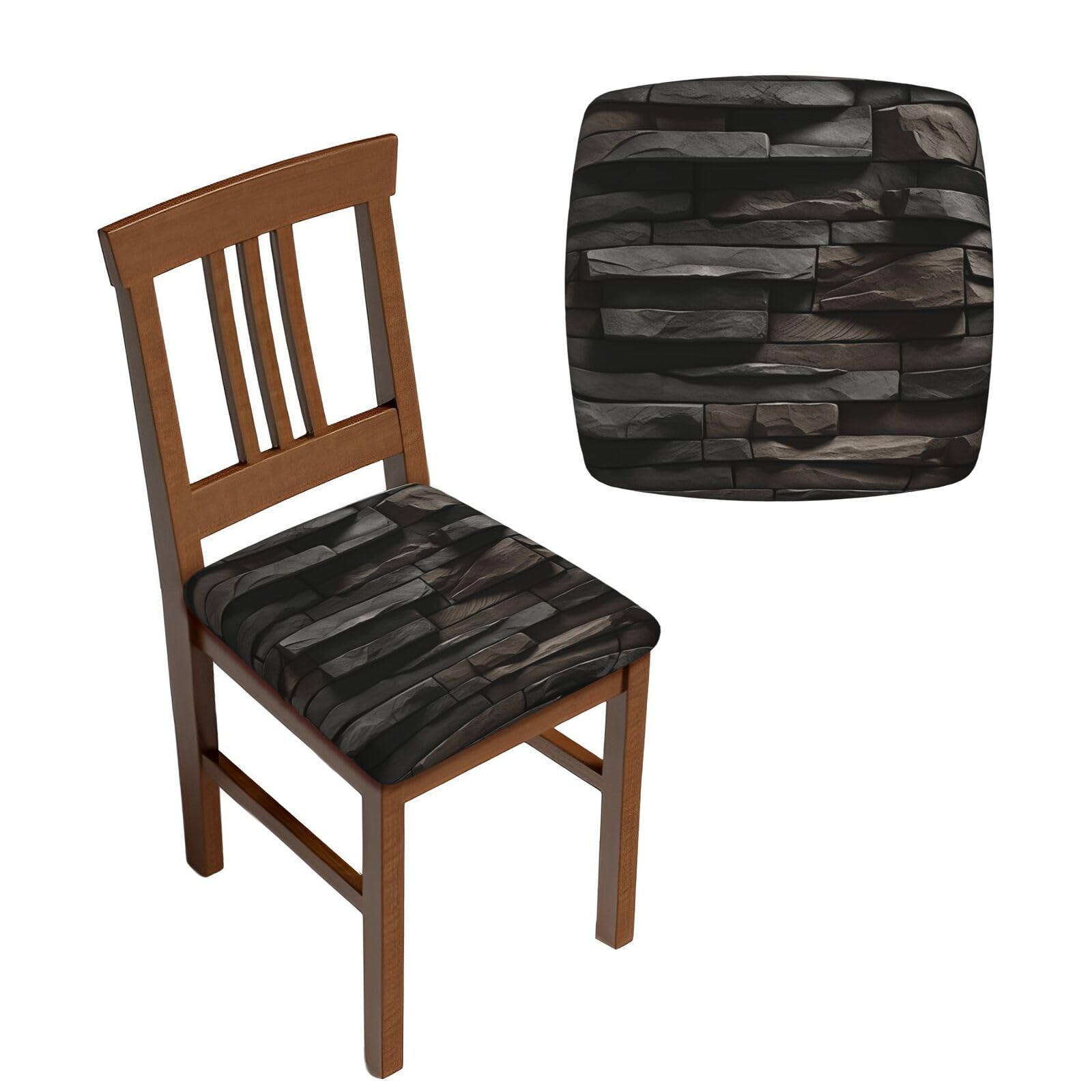 NONHAI 6PCS Dining Chair Seat Covers Set Faux Stone Stretch Removable Chairs Covers Washable Seat Cushion Slipcovers Protector for Dining Room Kitchen Chairs