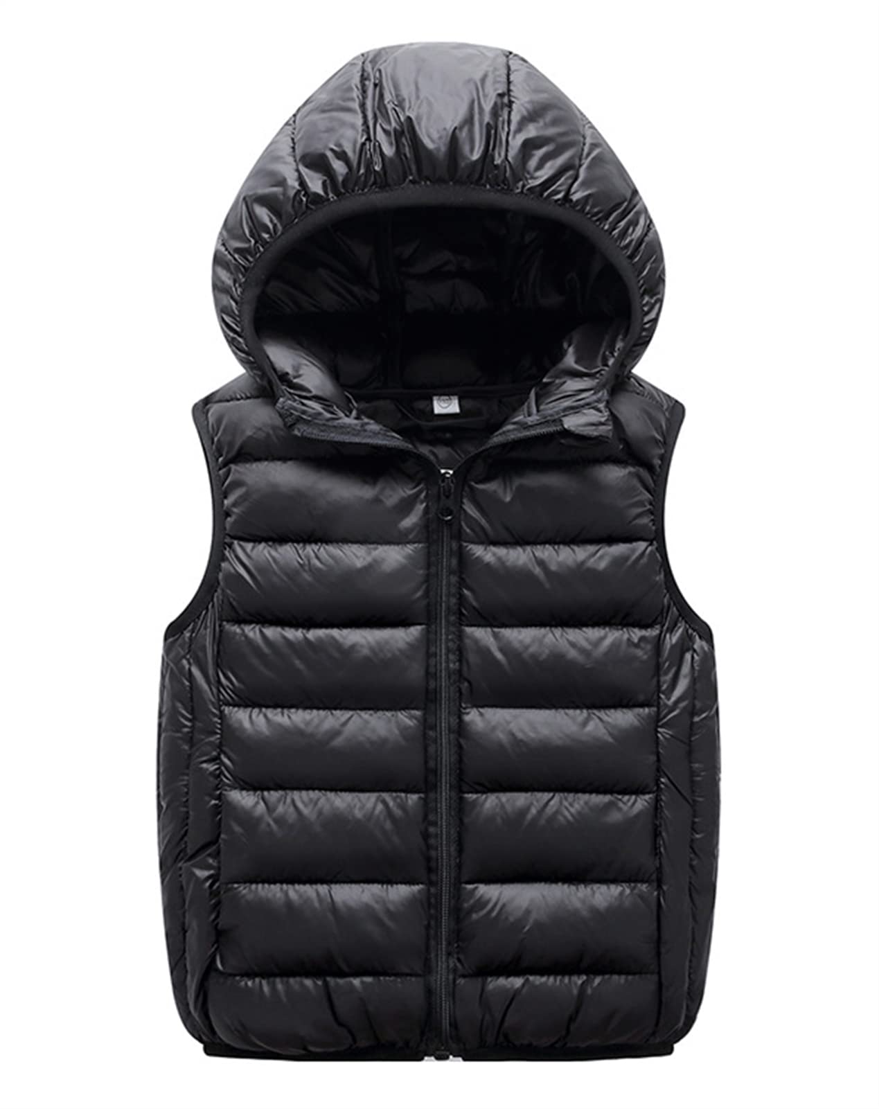 Gilet sans Manche à capuche léger et chaud pour garçons filles, Veste sans manches Automne Hiver,Le noir,13-15 ans