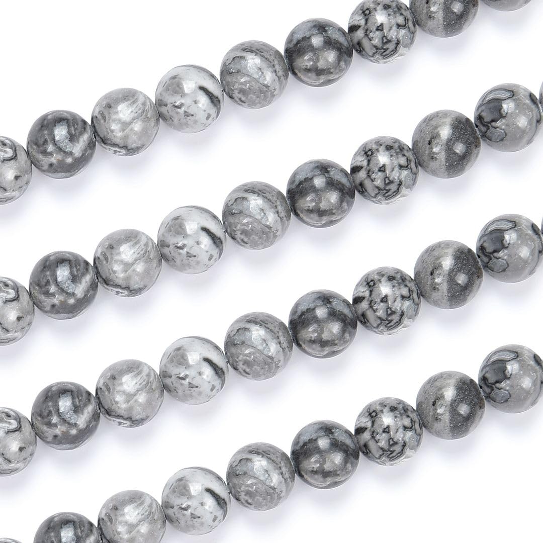 70pcs Adabele Natural Landscape Jasper Gemstone 10mm Round Beads