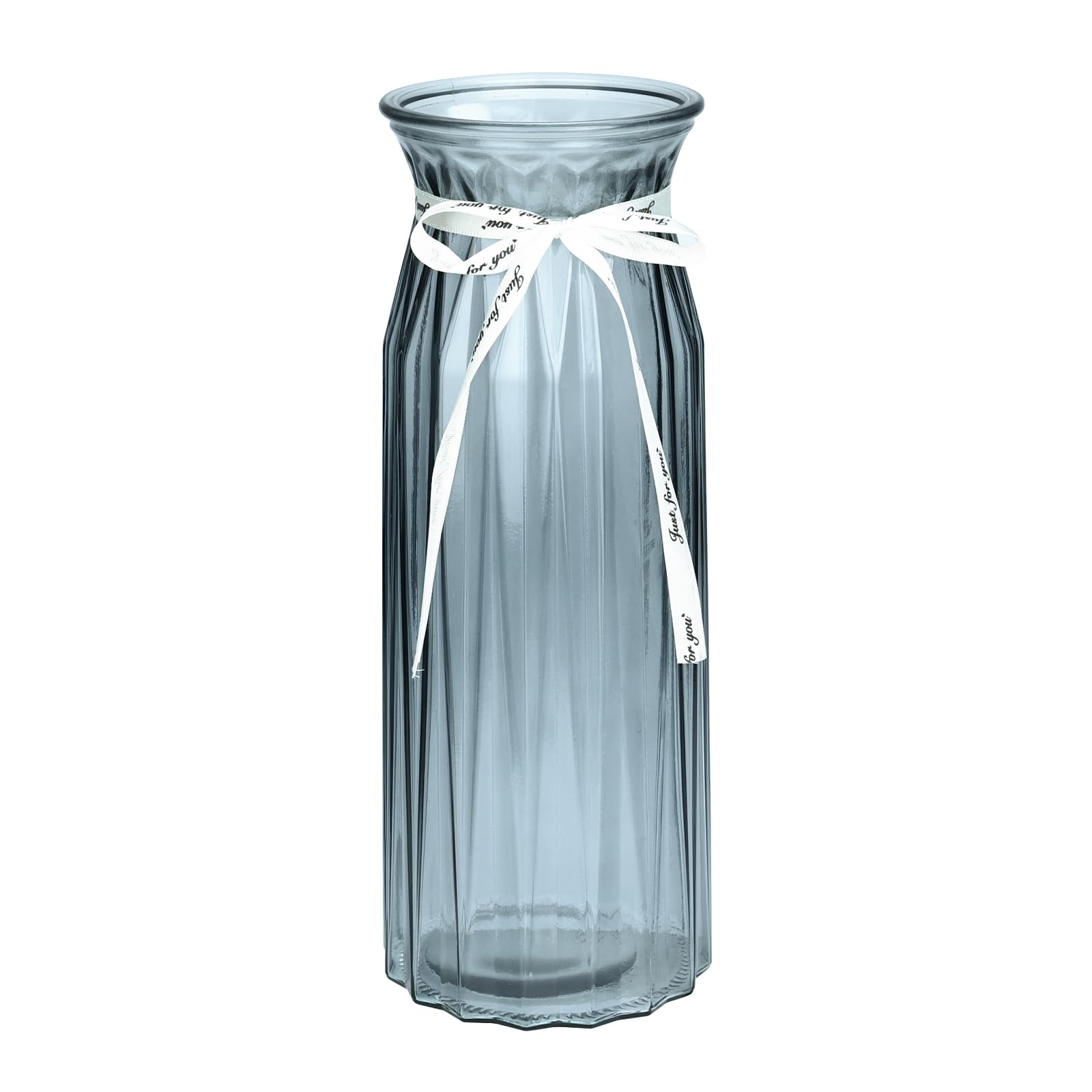 TSKDKIT Blumenvase Klar Glasvase für Tischdeko 29x10cm Modern Schmale Vase mit Schleifenband Boho Transparente Dekorative Kristall Vasen für Pampasgras, Tulpen, Rosen, Home Wohnzimmer Büro Dekor
