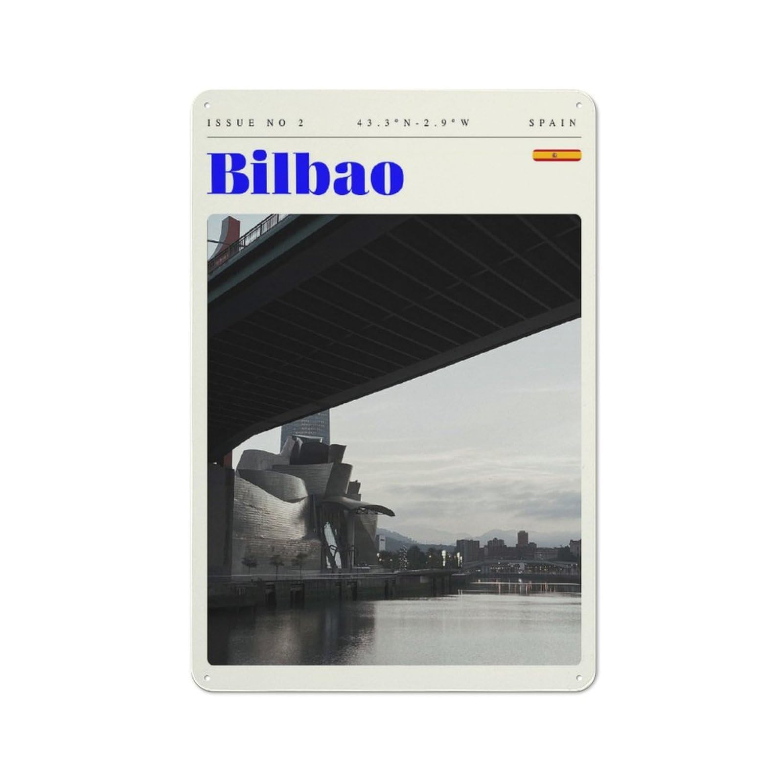 Junmoney Style-8 For Café Or Restaurant, Bilbao Spain Travel Art Retro Metal Sign 30X20cm, Gift For Café Owners And Decorators During The Christmas Season