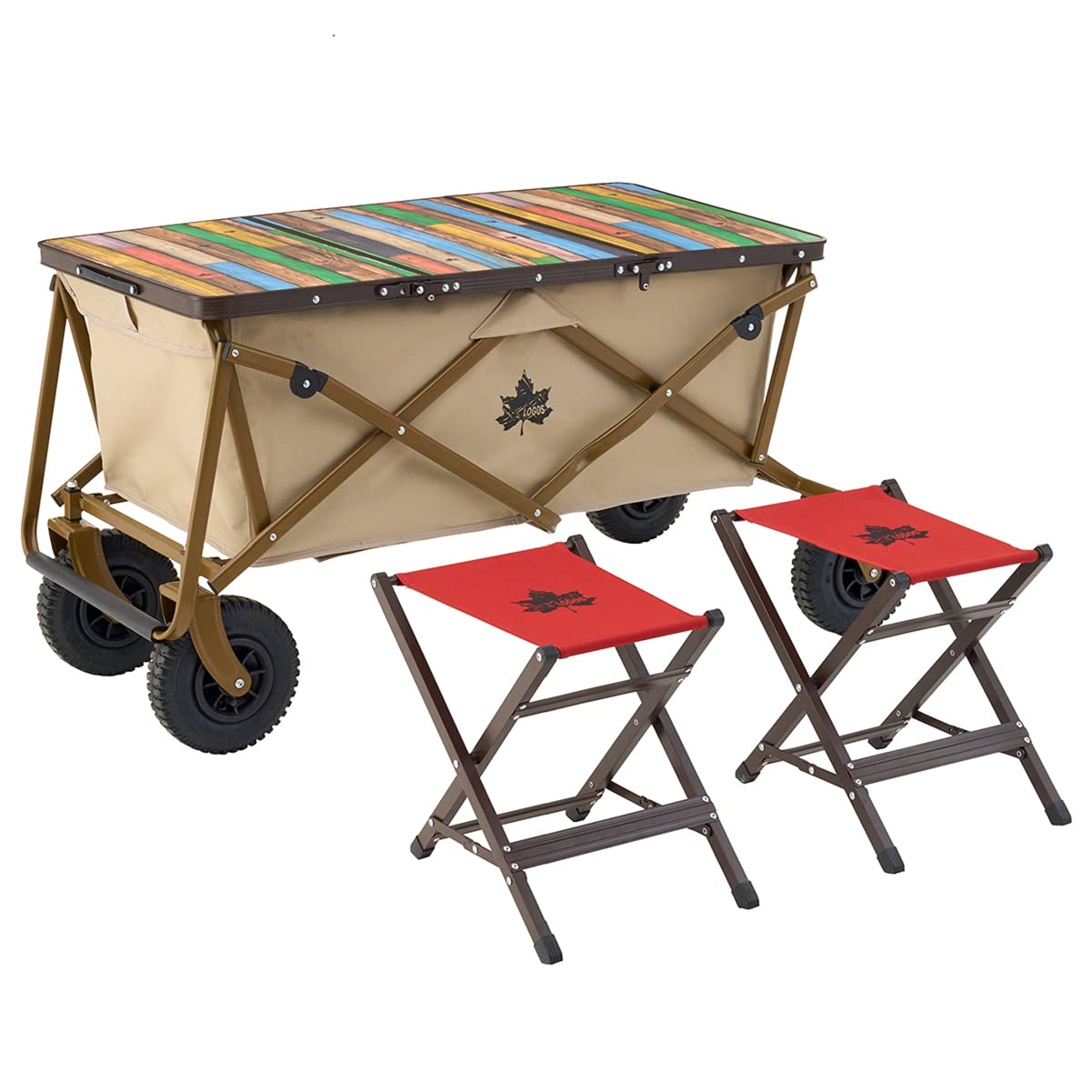 ロゴス(LOGOS) Old Wooden 丸洗いカートテーブルセット2 73188046 ブラウン [天板](約)幅101×奥行53cm[チェア](約)幅29×奥行35×高さ36cm Amazon | ロゴス(LOGOS) Old Wooden 丸洗いカートテーブルセット2