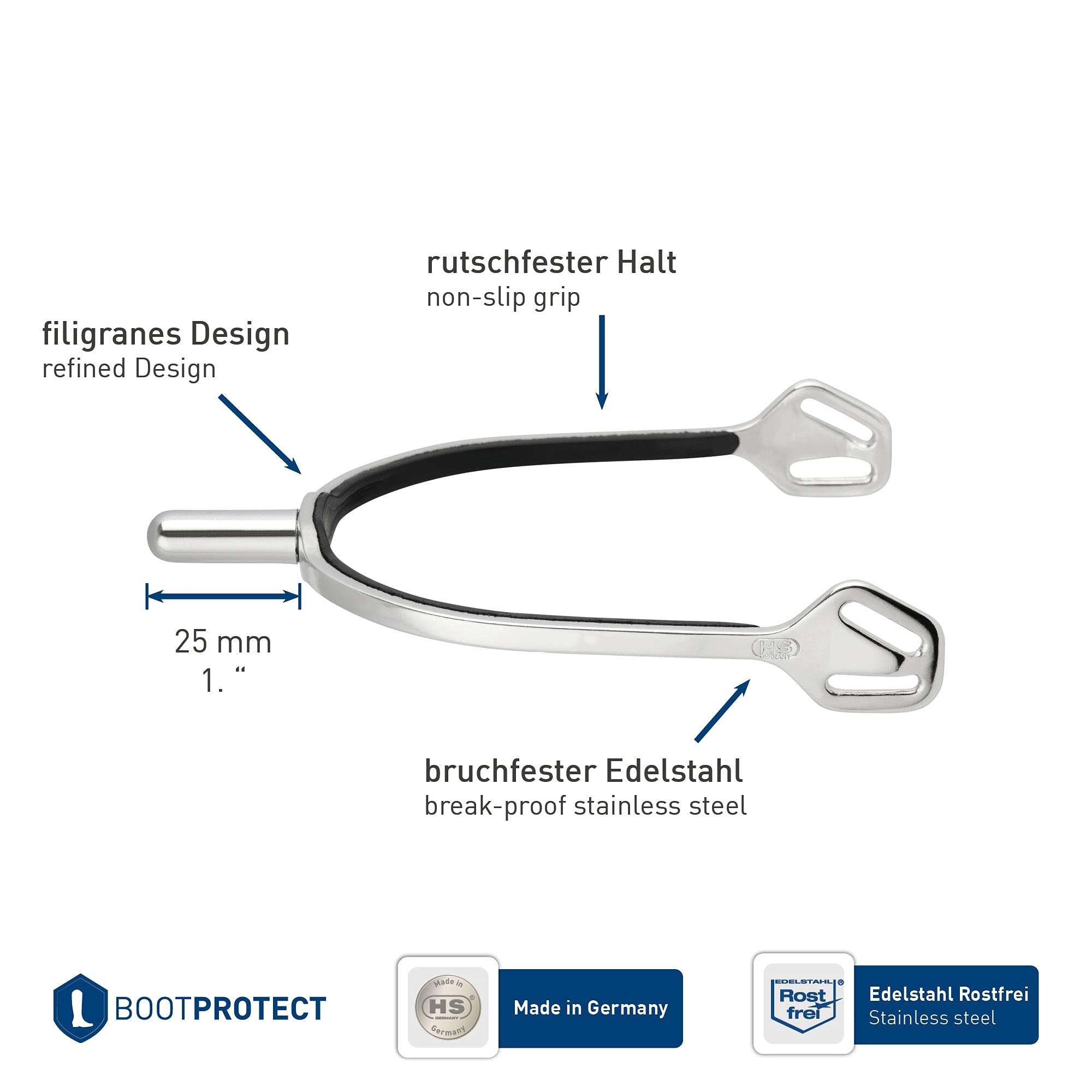 Sprenger BootProtect Sporen - Edelstahl rostfrei, abgerundet (25 mm)