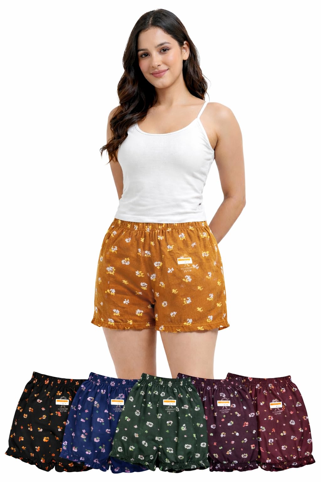 Girls Printed & Plain Cotton Bloomers Panties | Soft Elastic Boyshorts Innerwear Underwear | Comfortable Undergarments Pack of 5-picture-24