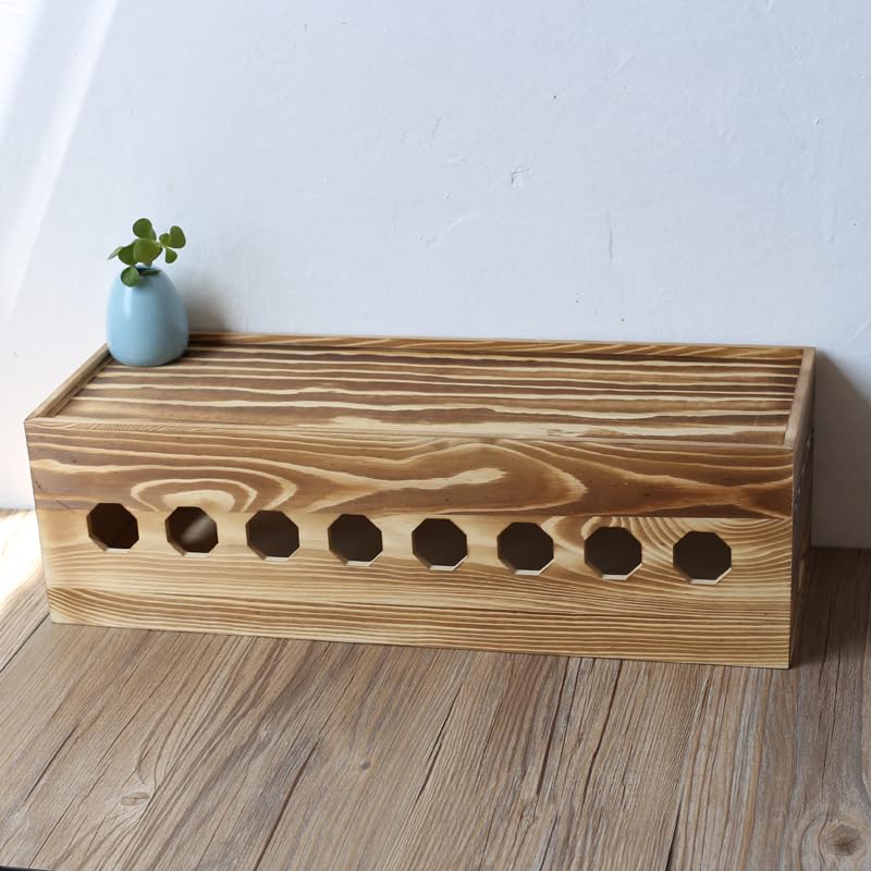 Cajas de gestión de cables Caja de conexiones de madera maciza, caja de almacenamiento de cables enchufable simple retro, caja de tablero enchufable, caja de cable de alimentación Caja Organizadora Ca