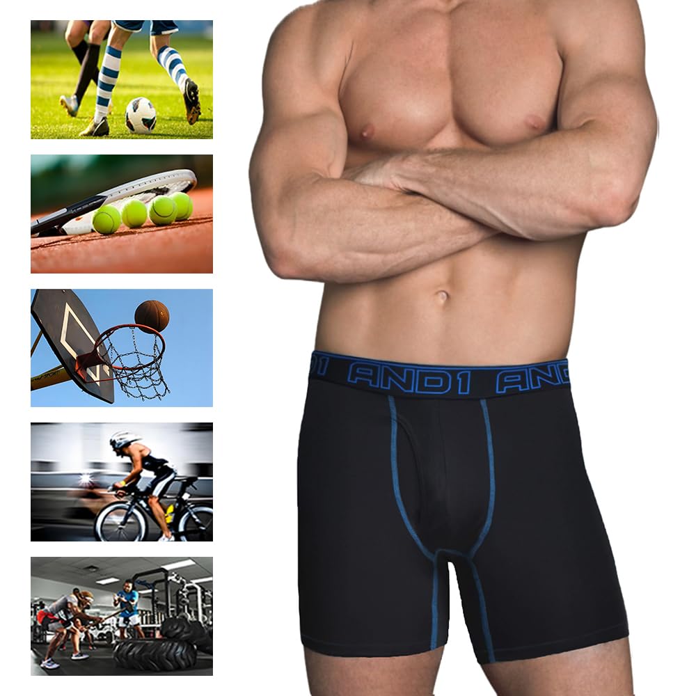 AND1 Sport Boxershorts 5er Pack Unterwäsche Herren Unterhosen Männer Retroshorts Boxer Brief Sportunterwäsche Retro Pants Mit regulärem oder langem Bein