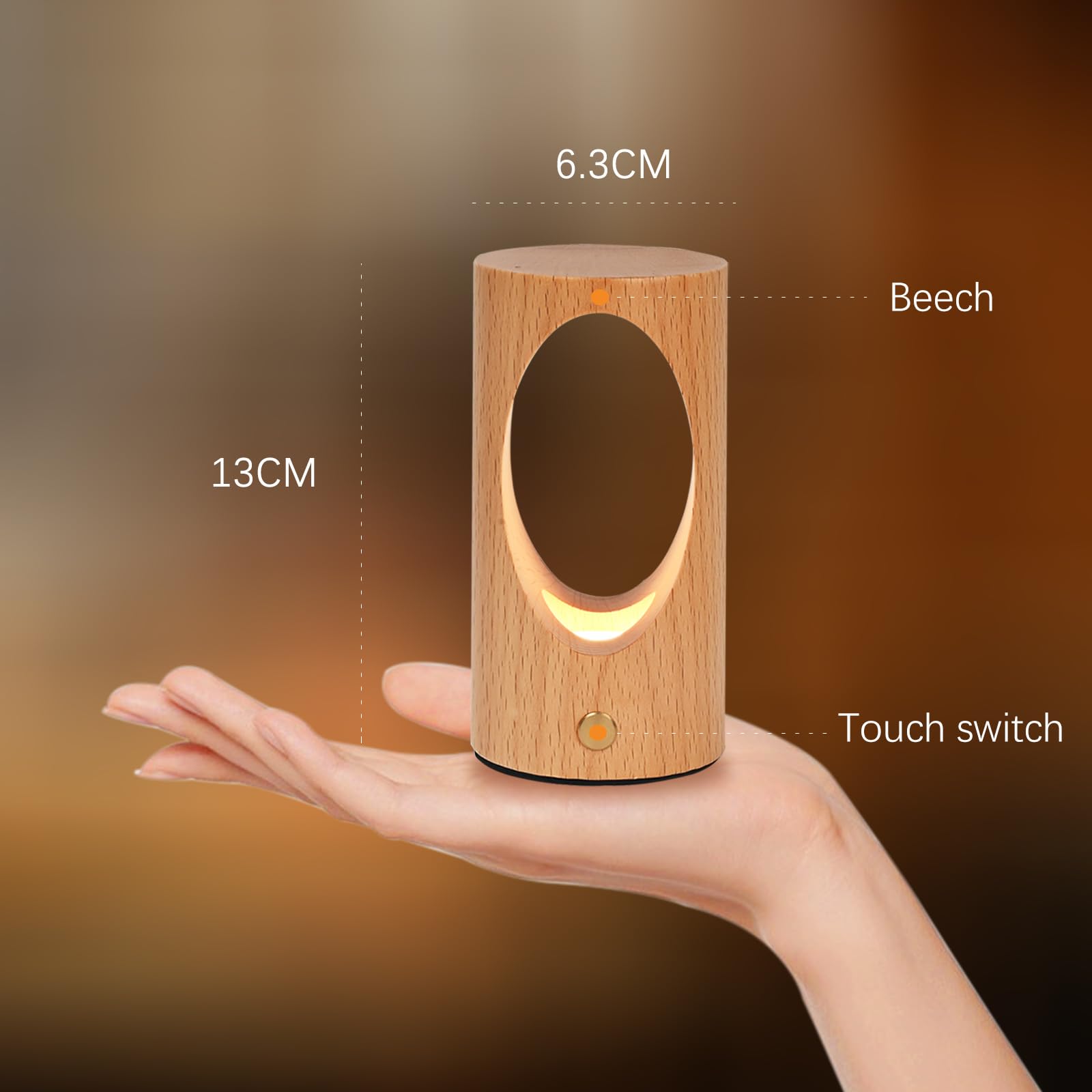 Schindora Small Bedside Lamps,Tree Hole LED Night Light Kids USB Charge Lamp,3W Stepless Dimming,Modern Cute Baby Night Light for Bed Bedroom Children Gift - Image 2