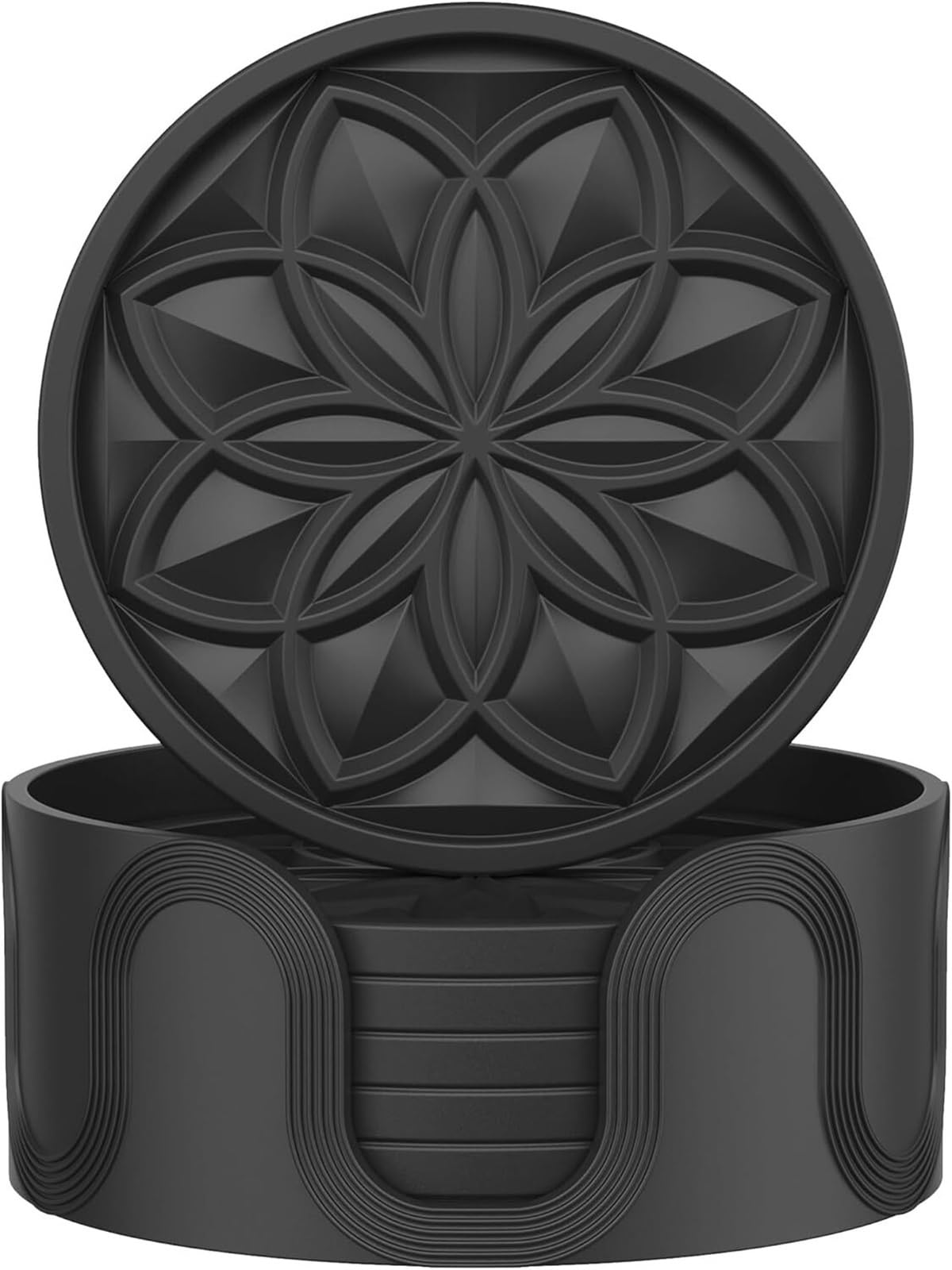 Silicone Coasters Set With Holder -Drink For Coffee Table, Bar, Desk for Cap