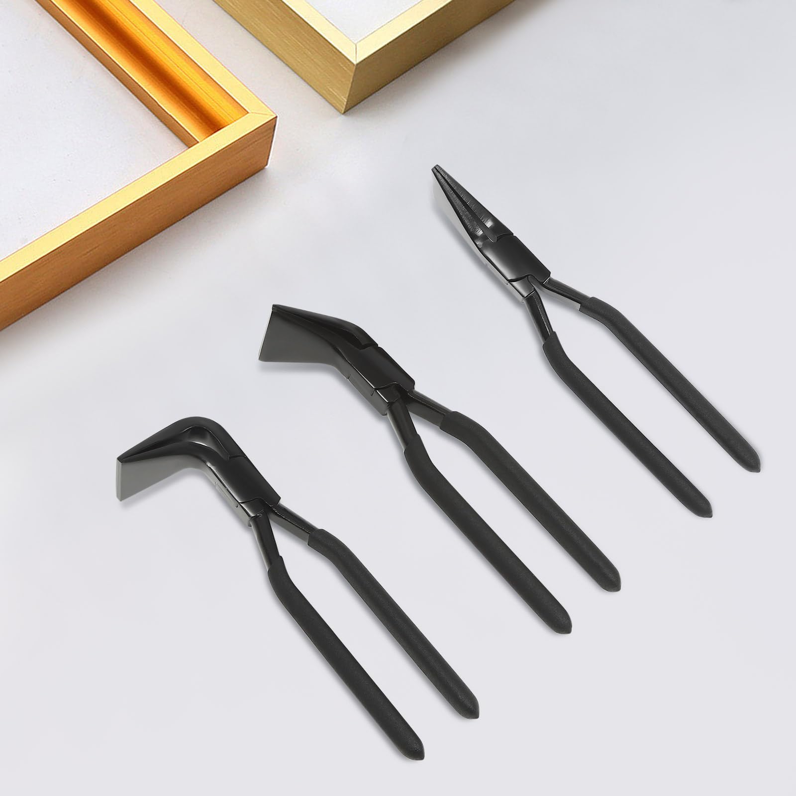 Juego de 3 alicates plegables, para trabajos de chapa y construcción de carrocería, rectas, 0°, 45° y 90°, de acero al carbono, pinzas ergonómicas para taller de coche, alicates para doblar