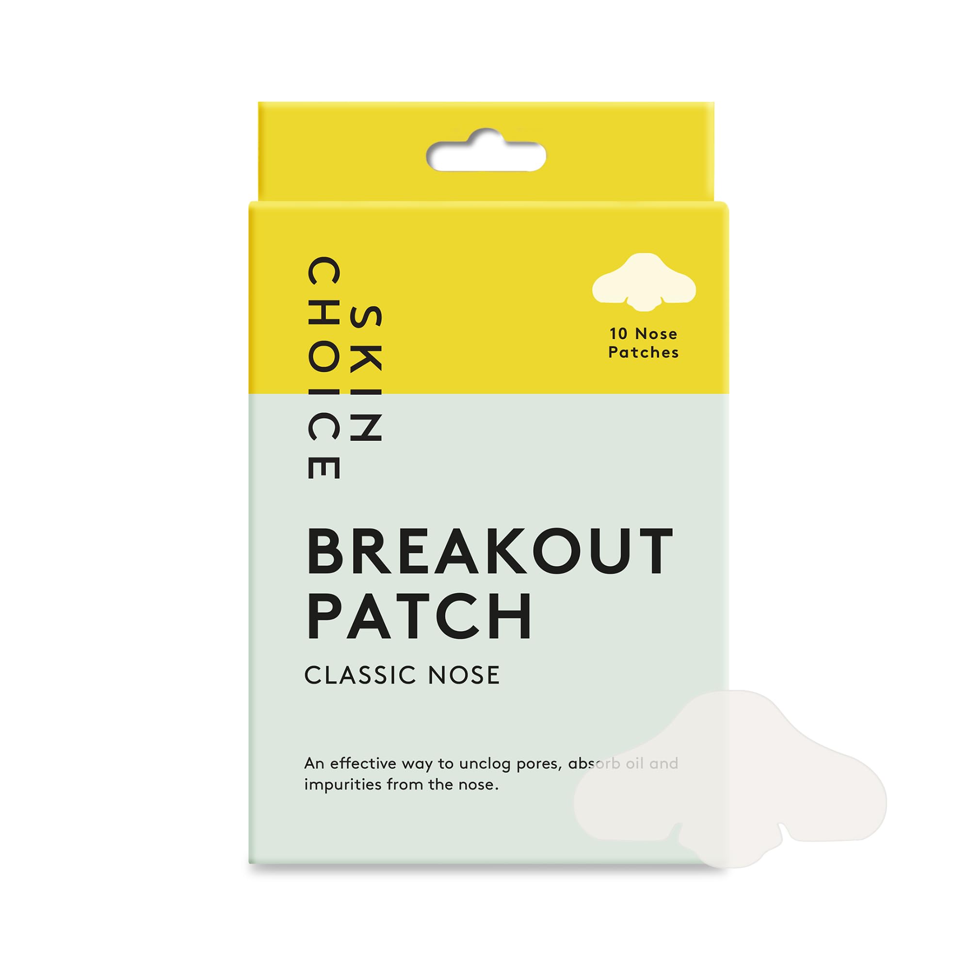 SKIN CHOICE Pore Strips - Breakout Patch XL Hydrokolloid Mitesserentferner Stripes to Unclog & Shrink Pores, Absorbiert Öl, Mitesser Nase Entfernen, For Pickel und Akne, Vegan (10 Stück)