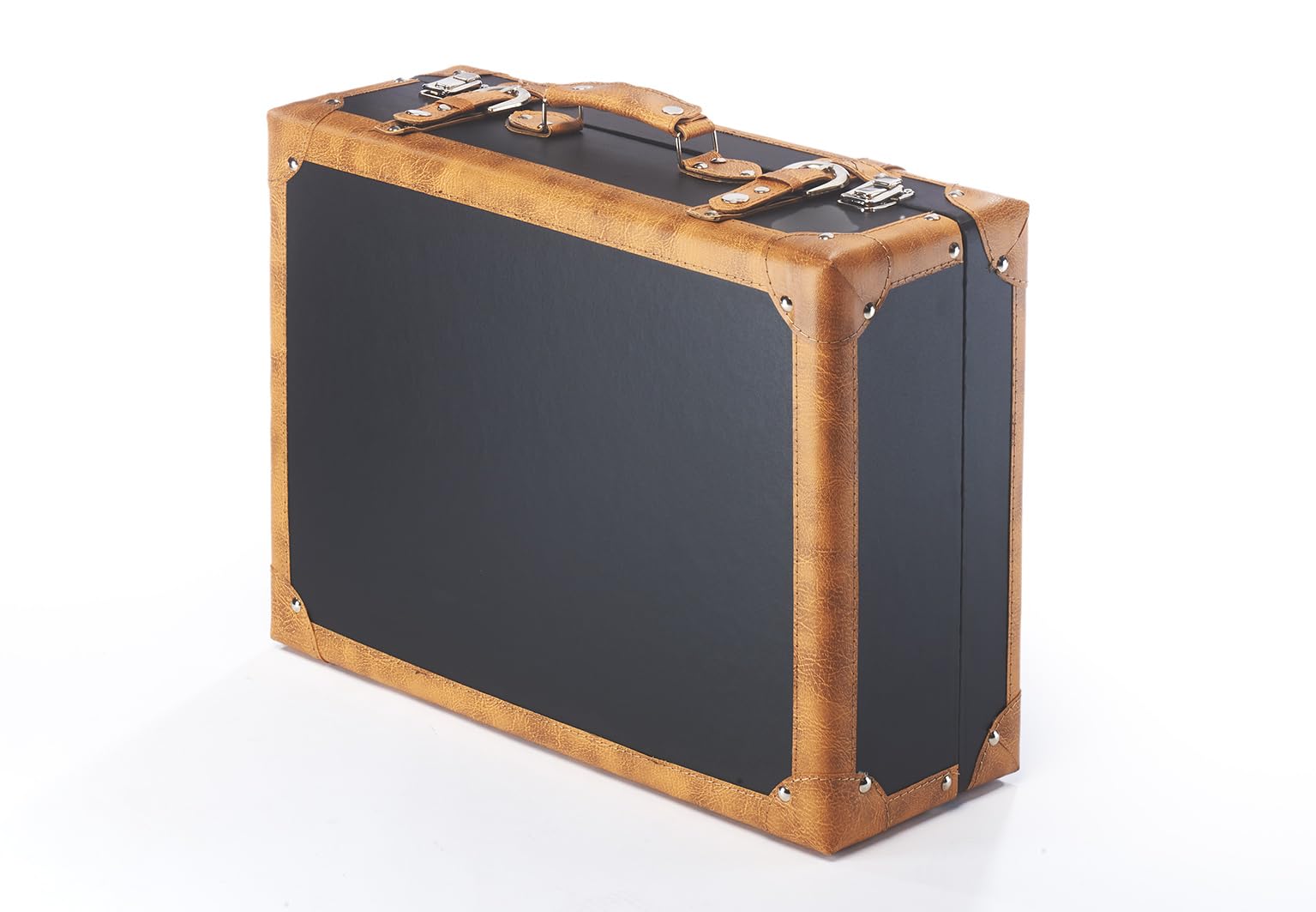 Kobolo Dekokoffer Koffer Vintage Retro - MDF mit Kunstlederüberzug - braun - Metallschließen